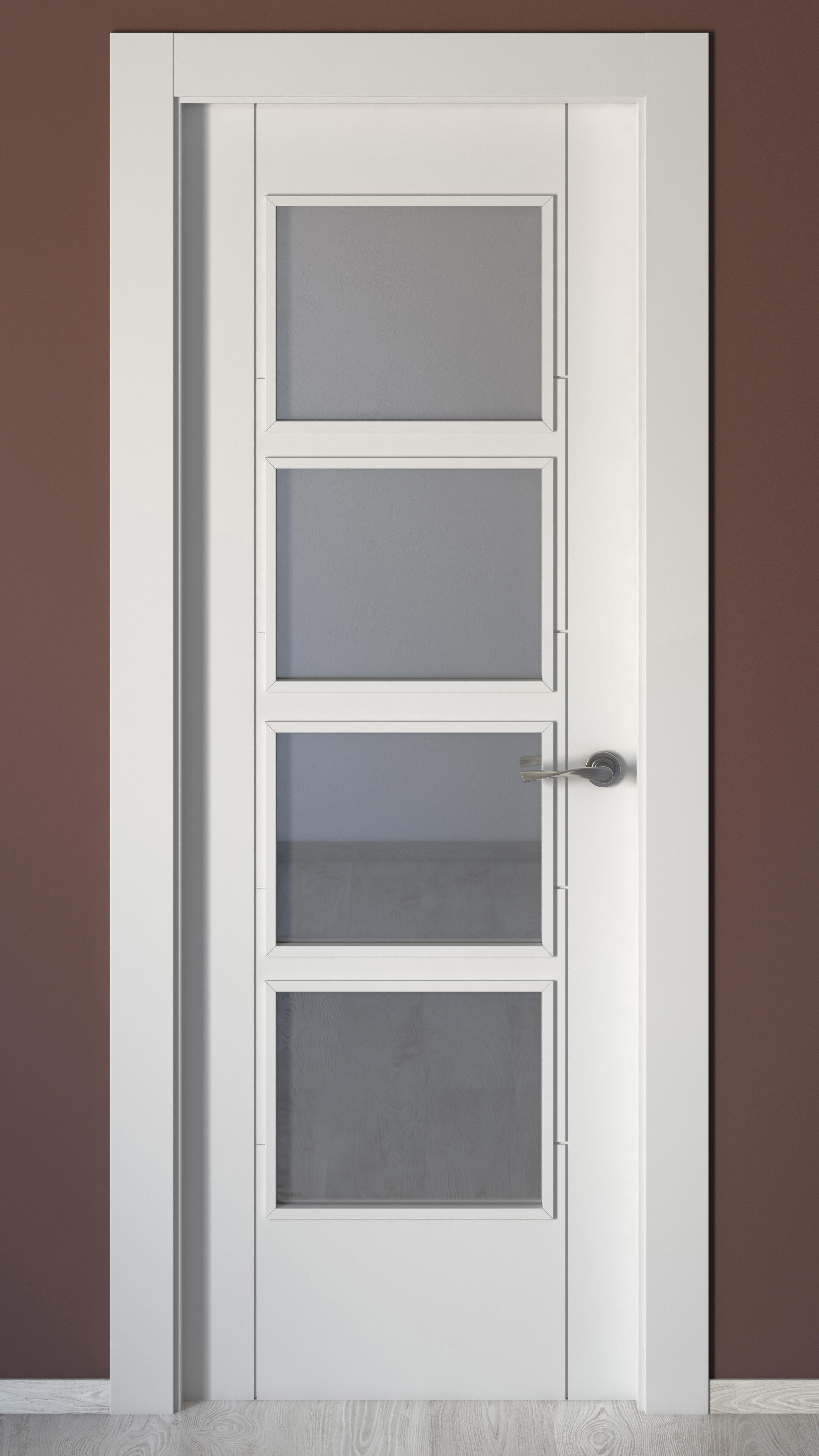 Puerta de interior abatible con cristal maciza lacada Line Noruega blanco apertura izquierda cerco de 7x3 anchura 72.5cm - 3