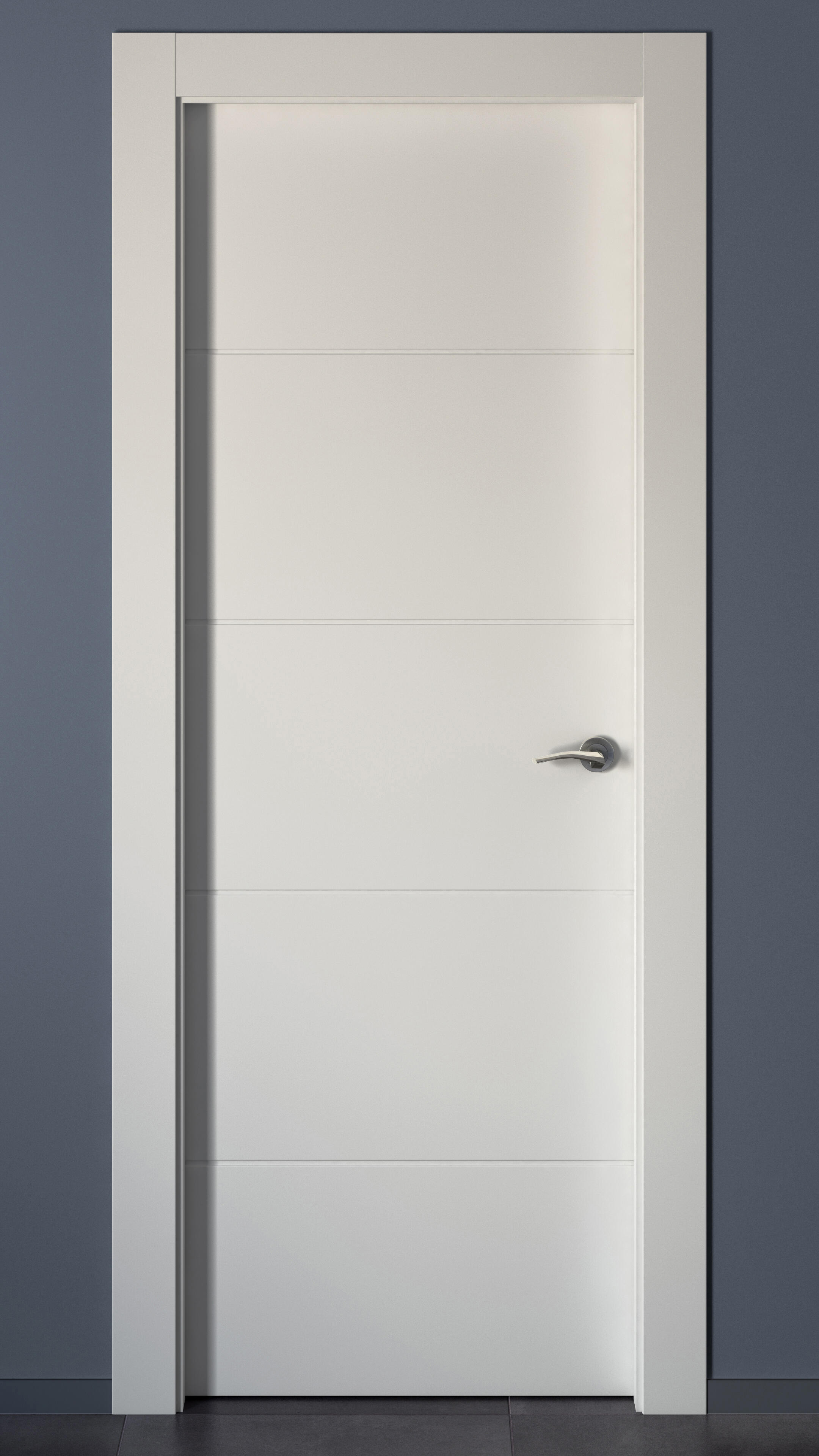 Puerta de interior abatible ciega hueca lacada Aero Holanda blanco apertura izquierda cerco de 9x3 anchura 72.5cm - 5