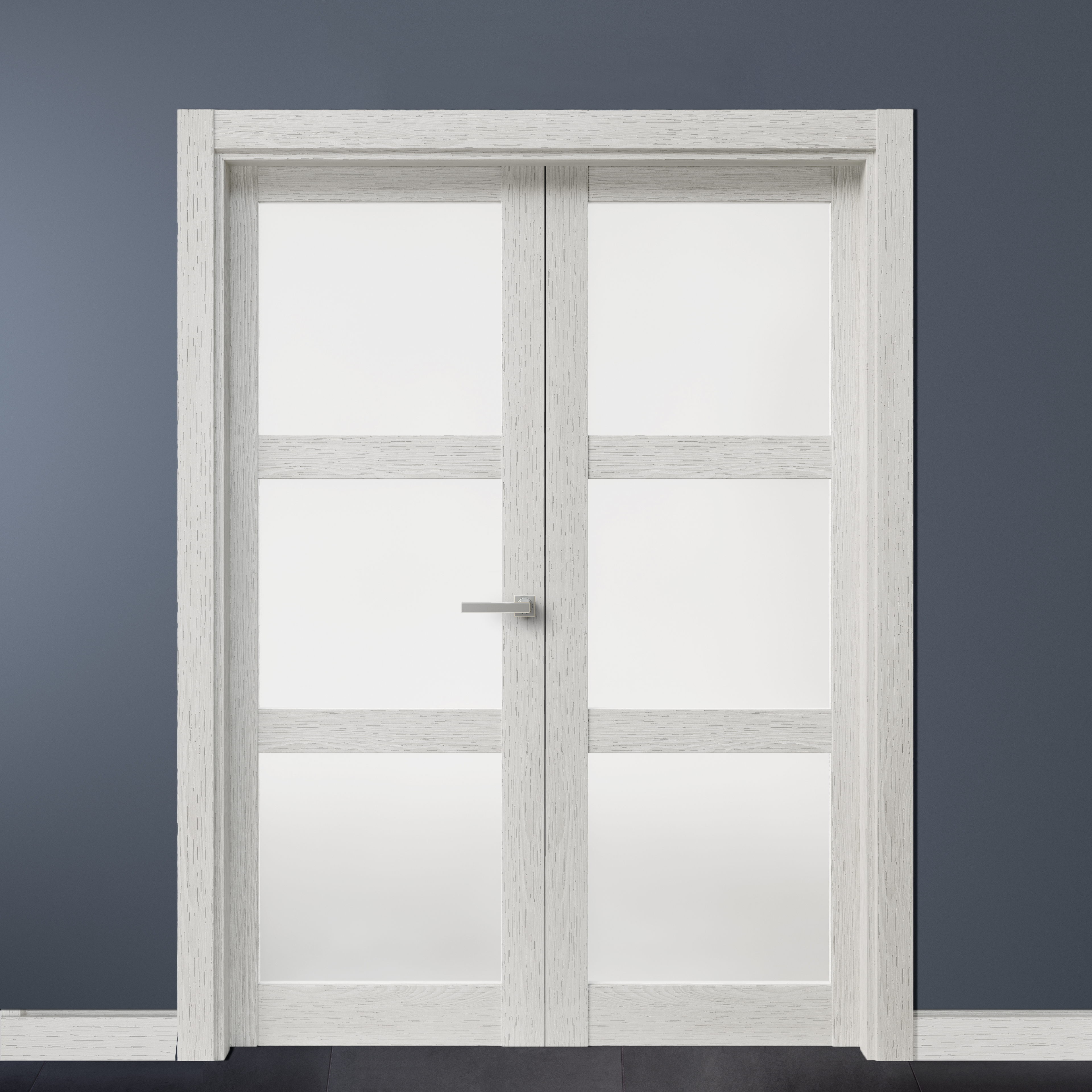 Puerta de interior abatible doble con cristal maciza melamina Line Plus Moscú blanco apertura izquierda cerco de 7x3 anchura 125cm - 3