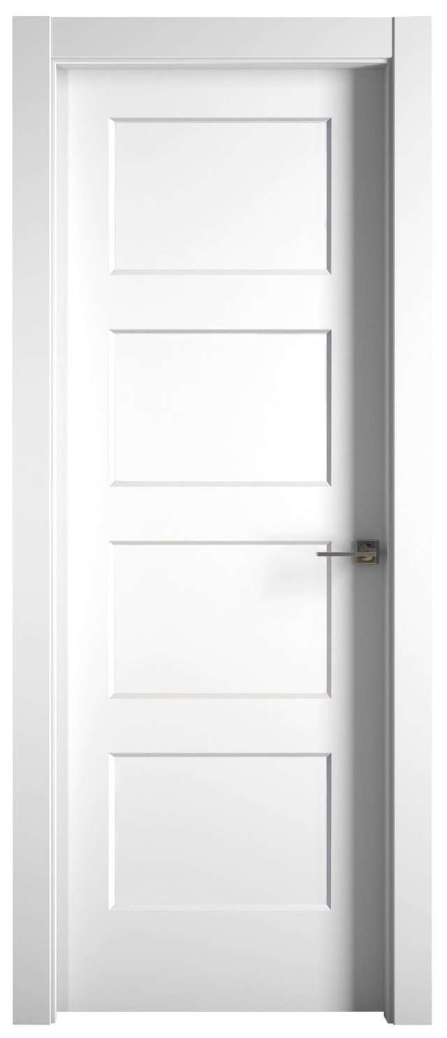 Puerta de interior abatible con fijo cristal maciza lacada Line Plus Bosco blanco apertura izquierda cerco de 7x3 anchura 115cm