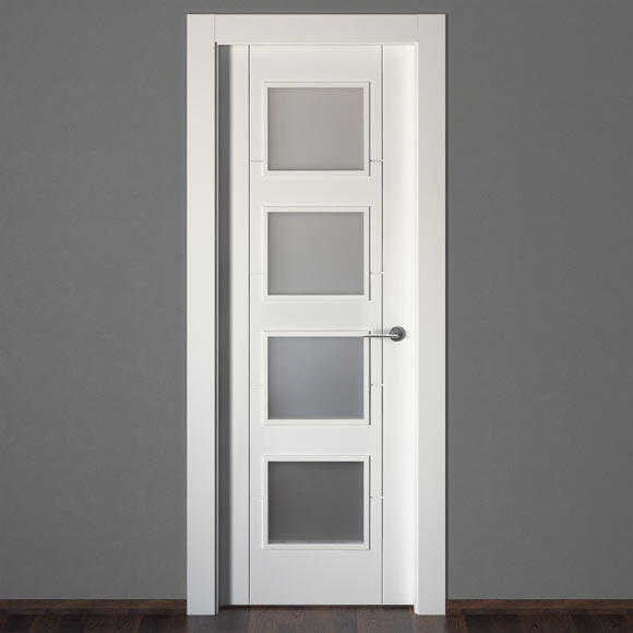 Puerta de interior abatible con cristal maciza lacada Line Plus Noruega blanco apertura izquierda cerco de 7x3 anchura 72.5cm - 6