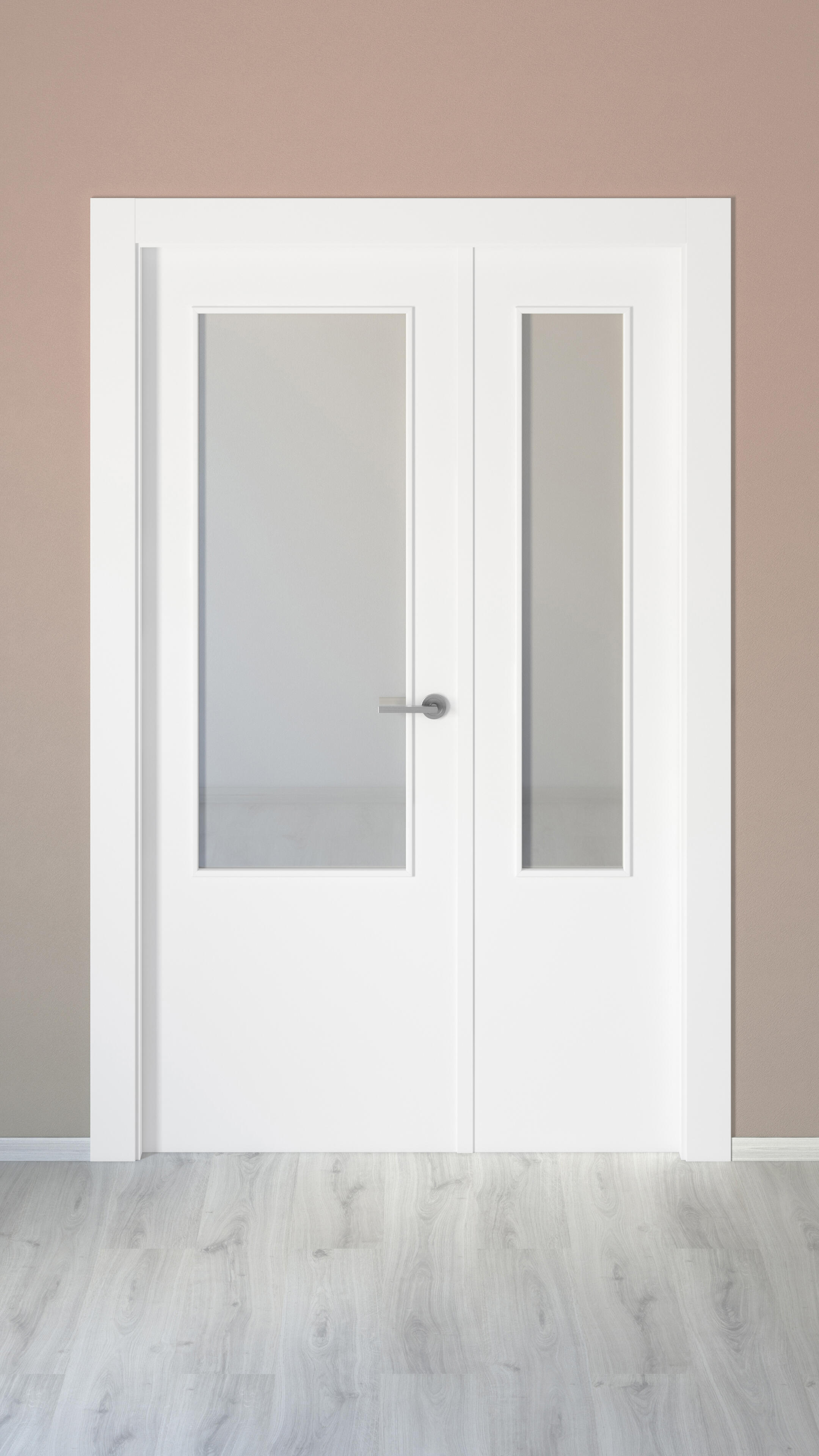 Puerta de interior abatible con fijo cristal maciza lacada Line Bari blanco apertura izquierda cerco de 7x3 anchura 115cm - 2
