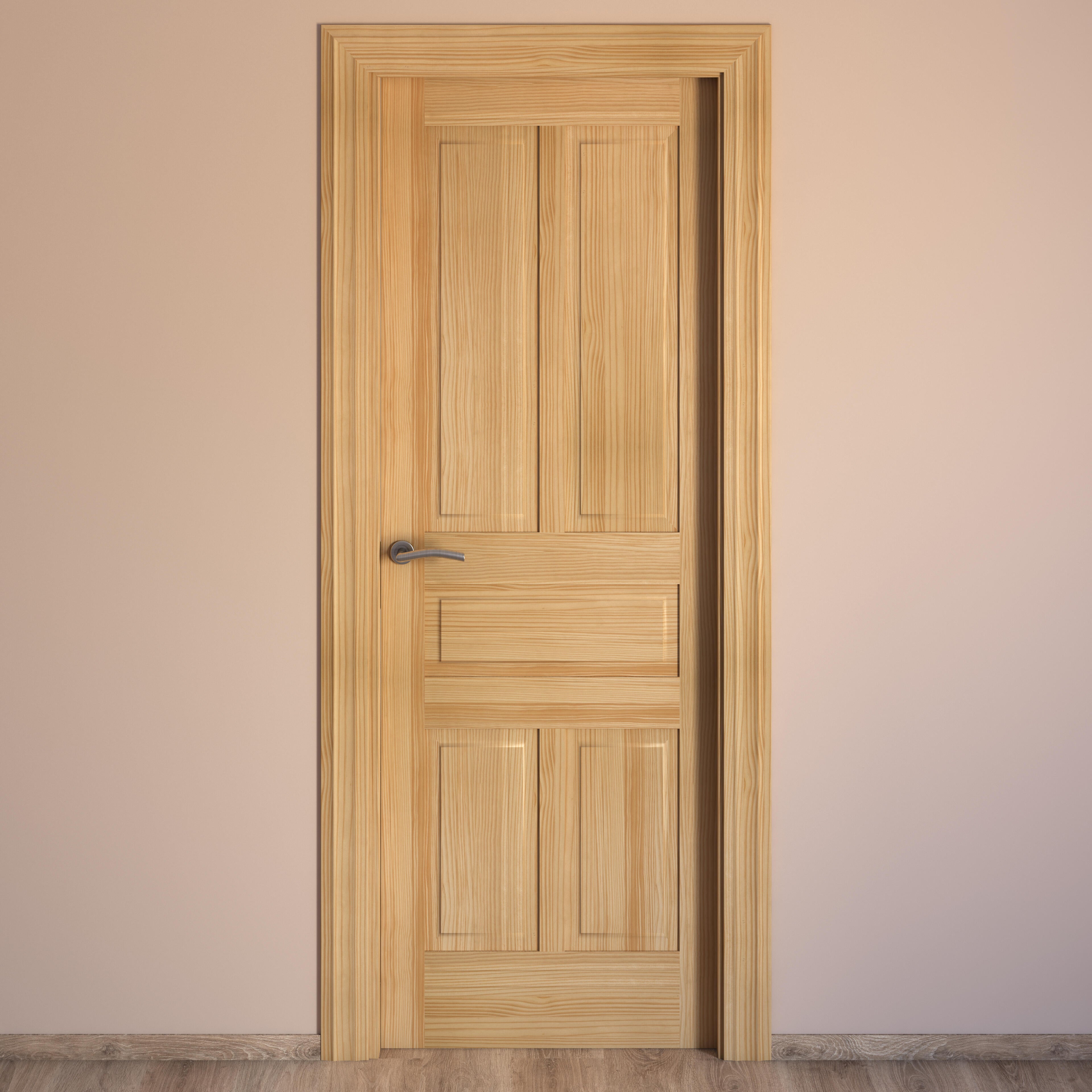 Puerta de interior abatible ciega maciza Line Málaga pino natural apertura derecha cerco de 70 x 50 anchura 62.5cm - 4