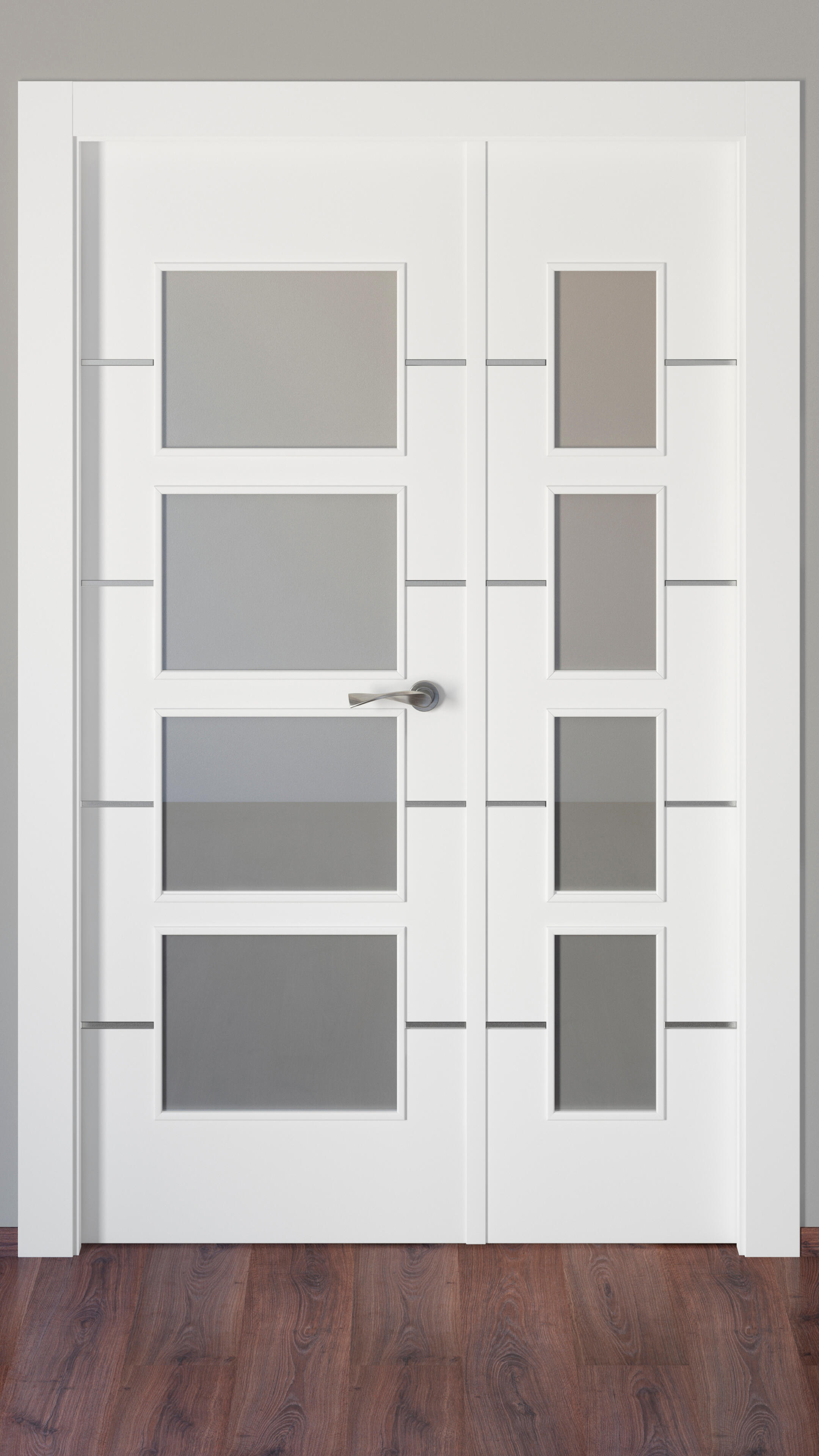 Puerta interior abatible paris blanco premium apertura izda con cristal 115cm