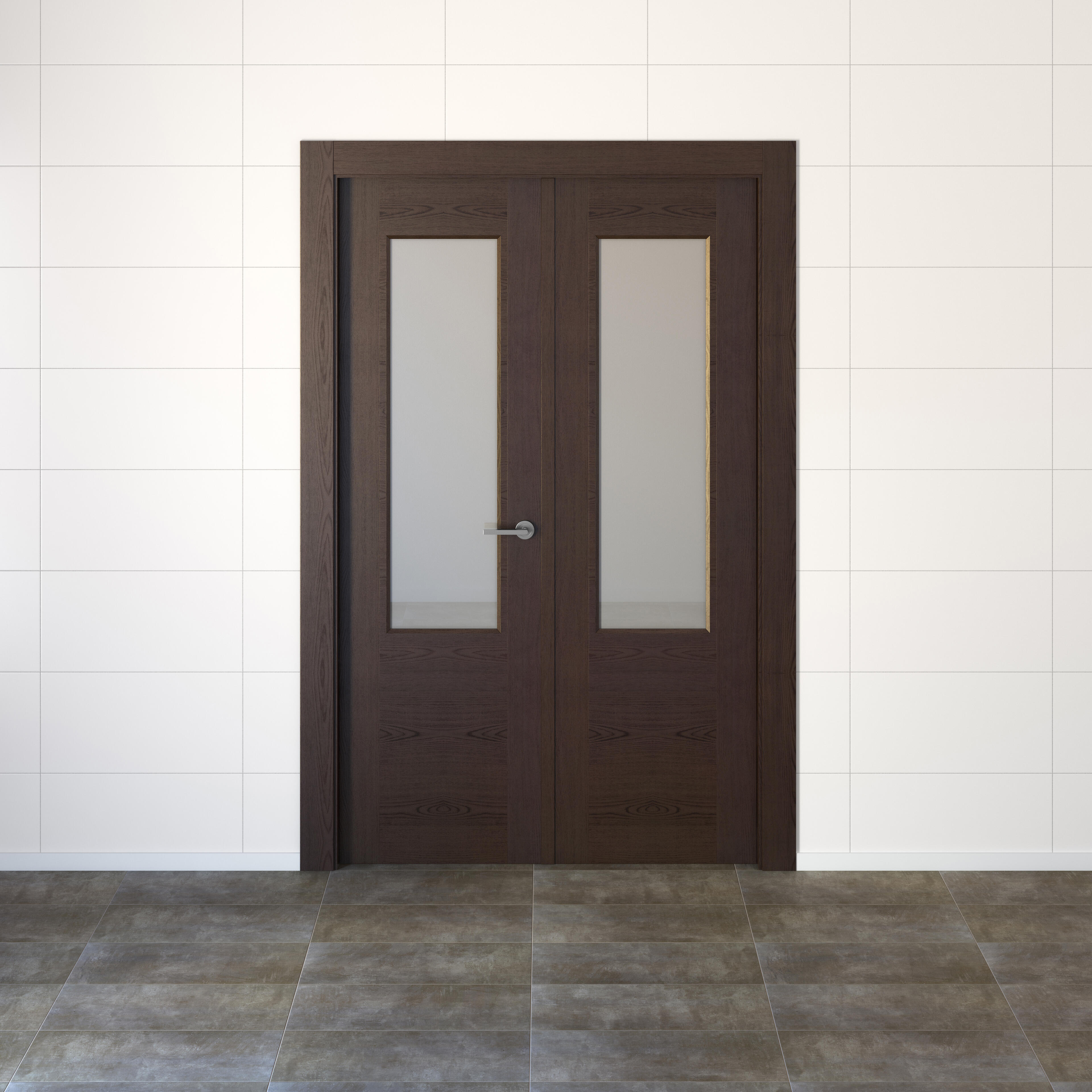 Puerta de interior abatible doble vidriera con cristal incluido hueca acabado Impresion digital  Basic Canarias Wengué apertura izquierda cerco de 7x3 anchura 125 cm - 5