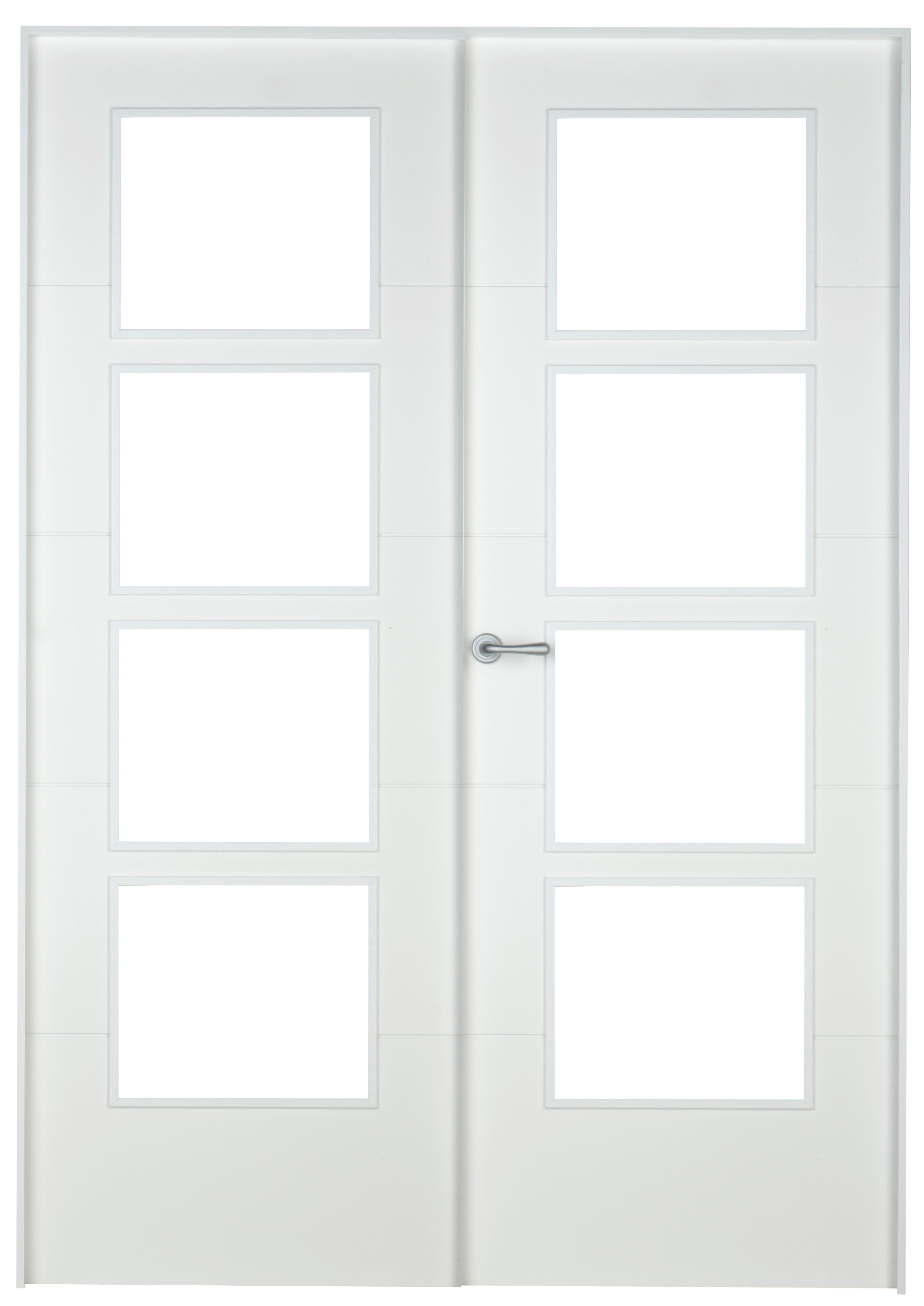 Puerta de interior abatible doble vidriera con cristal incluido maciza acabado lacado Line Lucerna Blanco apertura derecha cerco de 7x3 anchura 125 cm - 4