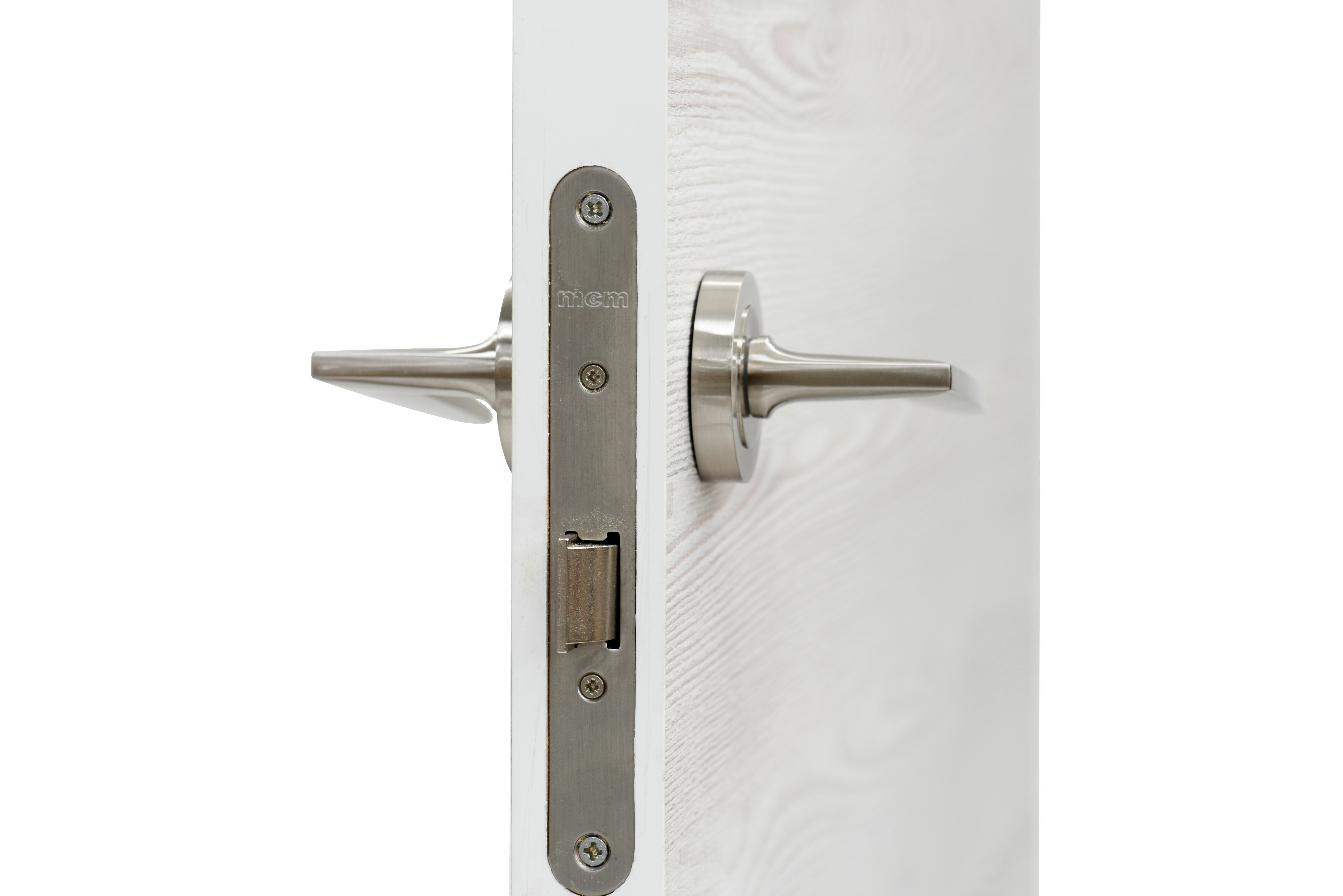 Puerta de interior abatible ciega maciza melamina Line Oslo blanco veteado apertura derecha cerco de 7x3 anchura 82.5cm - 8