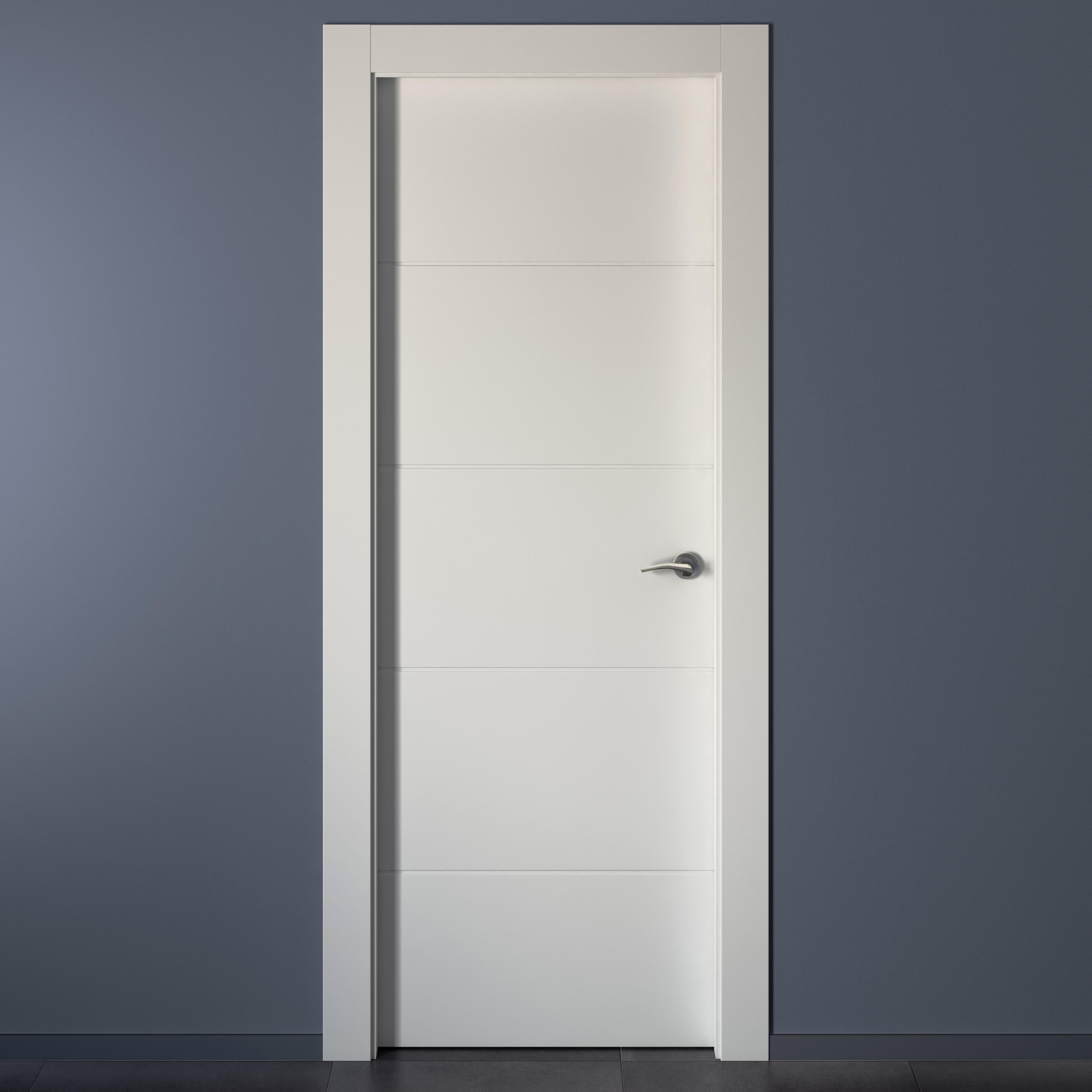 Puerta de interior abatible ciega hueca lacada Aero Holanda blanco apertura izquierda cerco de 9x3 anchura 72.5cm - 2