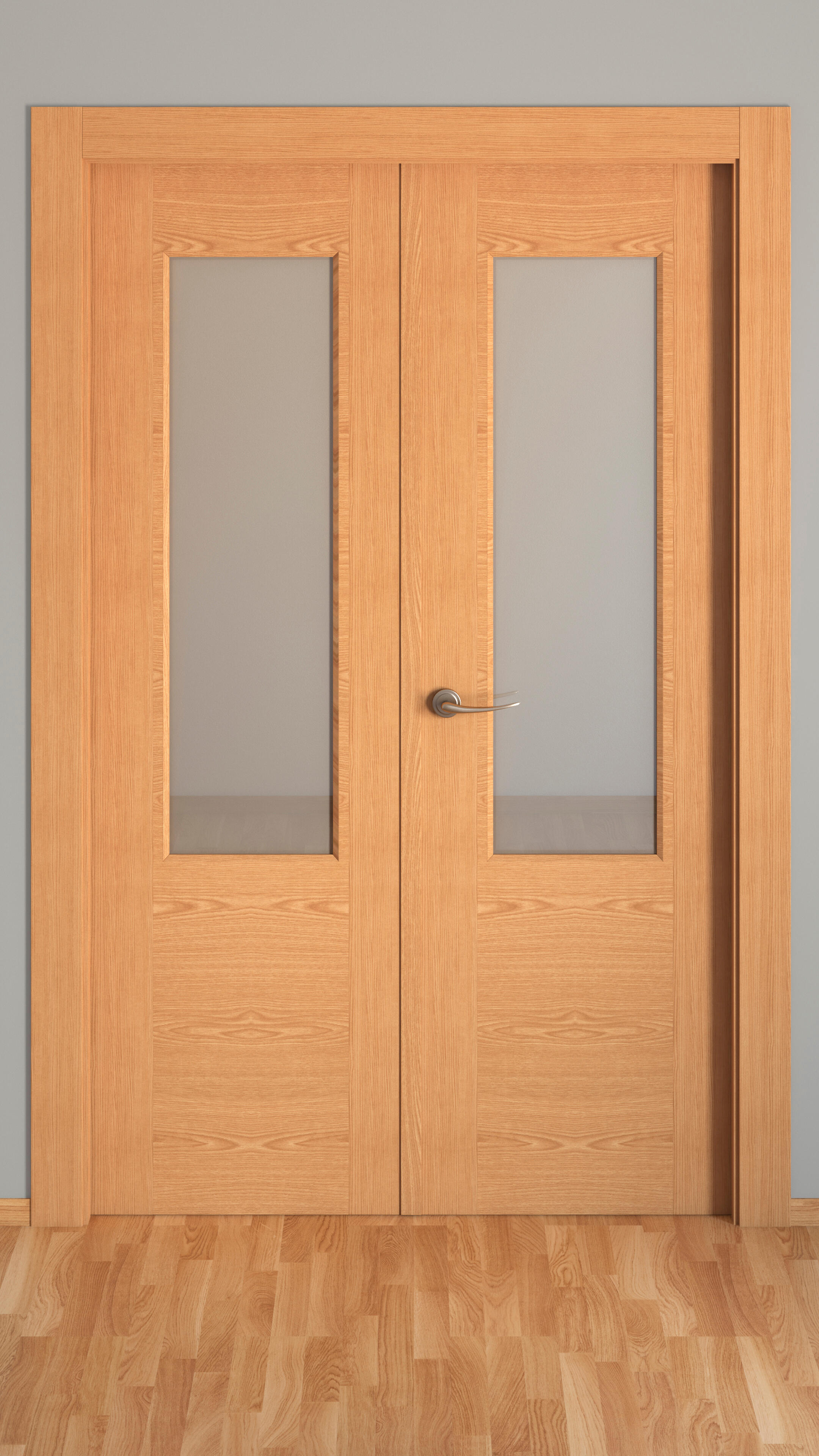 Puerta de interior abatible doble vidriera con cristal incluido hueca acabado Impresion digital  Basic Canarias Roble apertura derecha cerco de 7x3 anchura 125 cm - 3