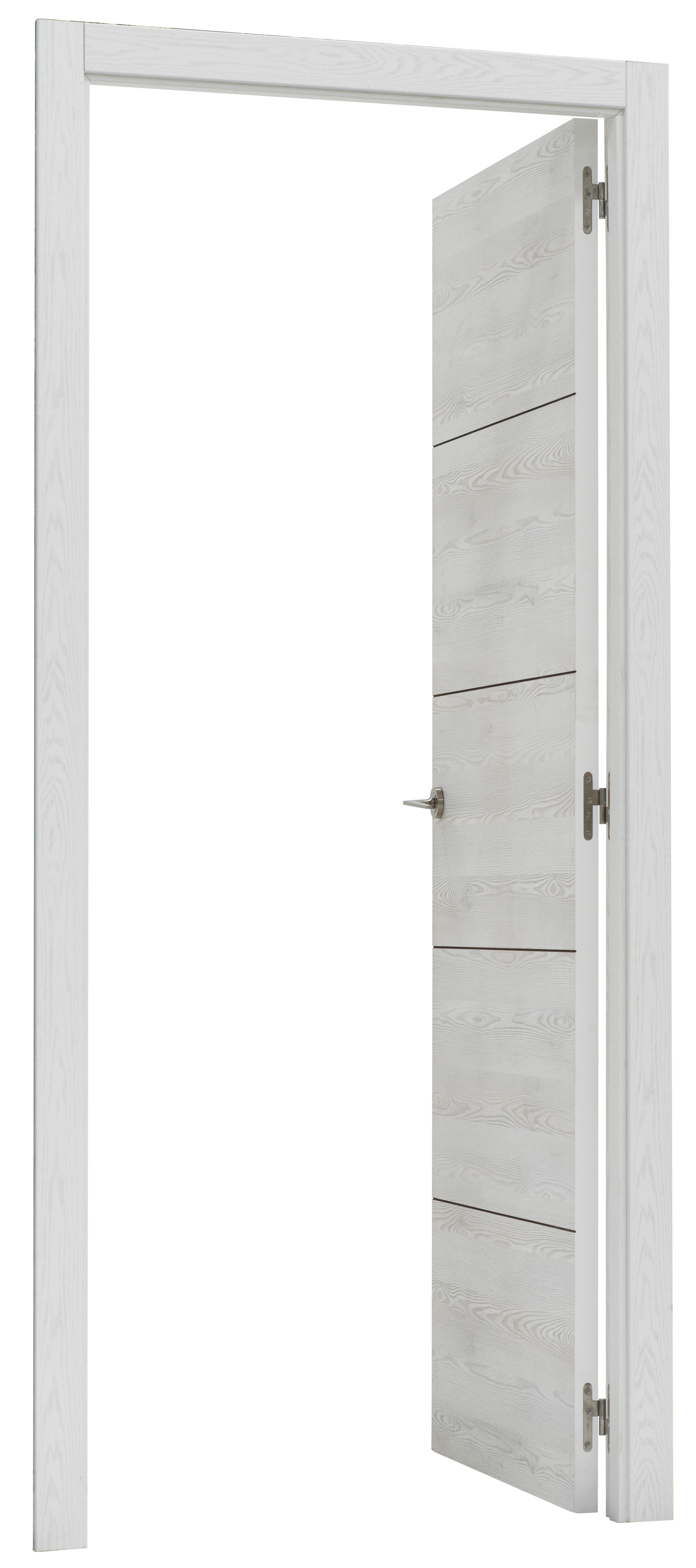 Puerta de interior abatible ciega maciza melamina Line Berna blanco veteado apertura derecha cerco de 7x3 anchura 72.5cm - 4