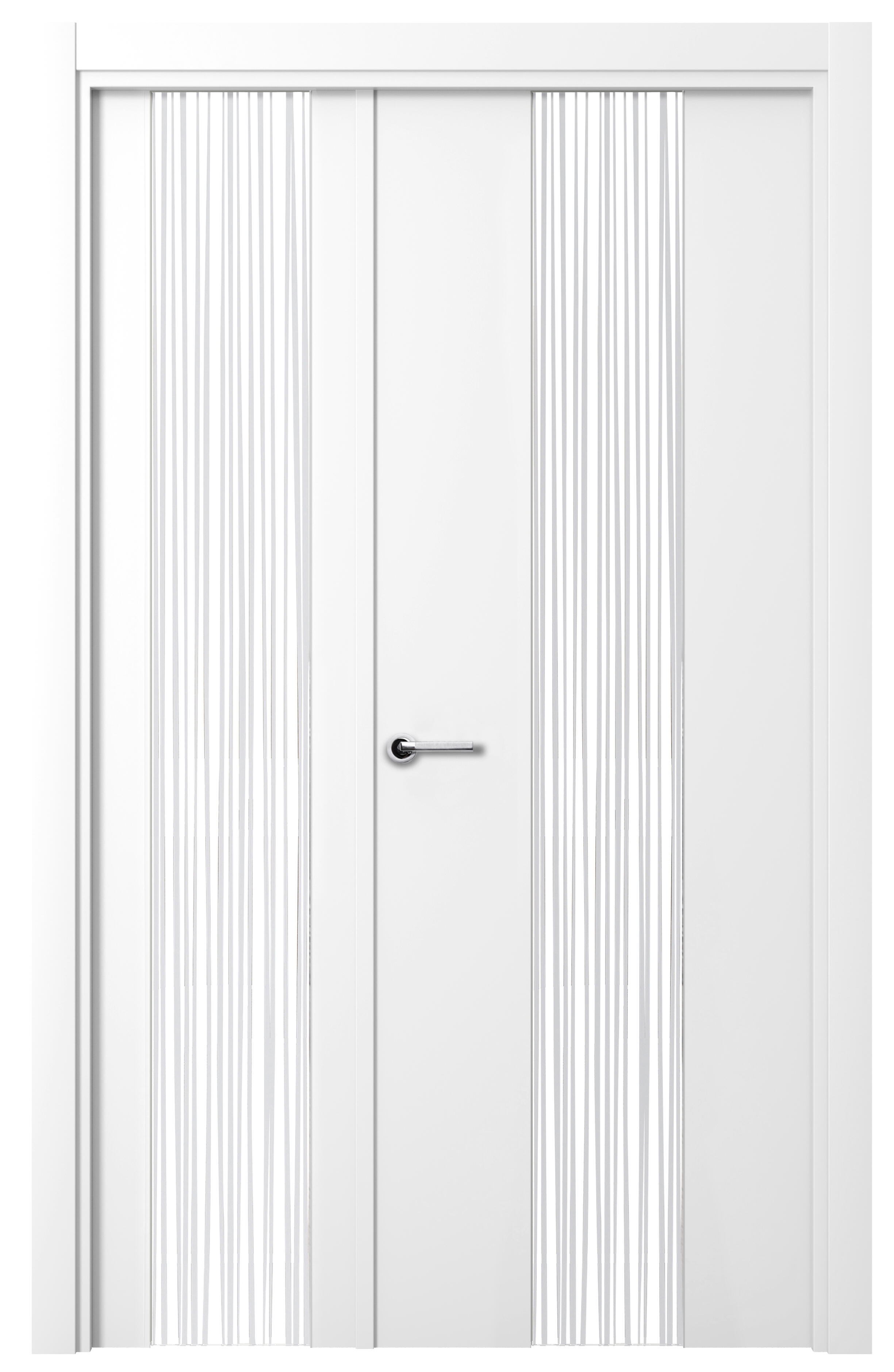 Puerta de interior abatible doble vidriera con fijo con cristal incluido estructura maciza acabado lacado serie premium quevedo blanco apertura derecha cerco de 90 x 30 anchura 115 cm