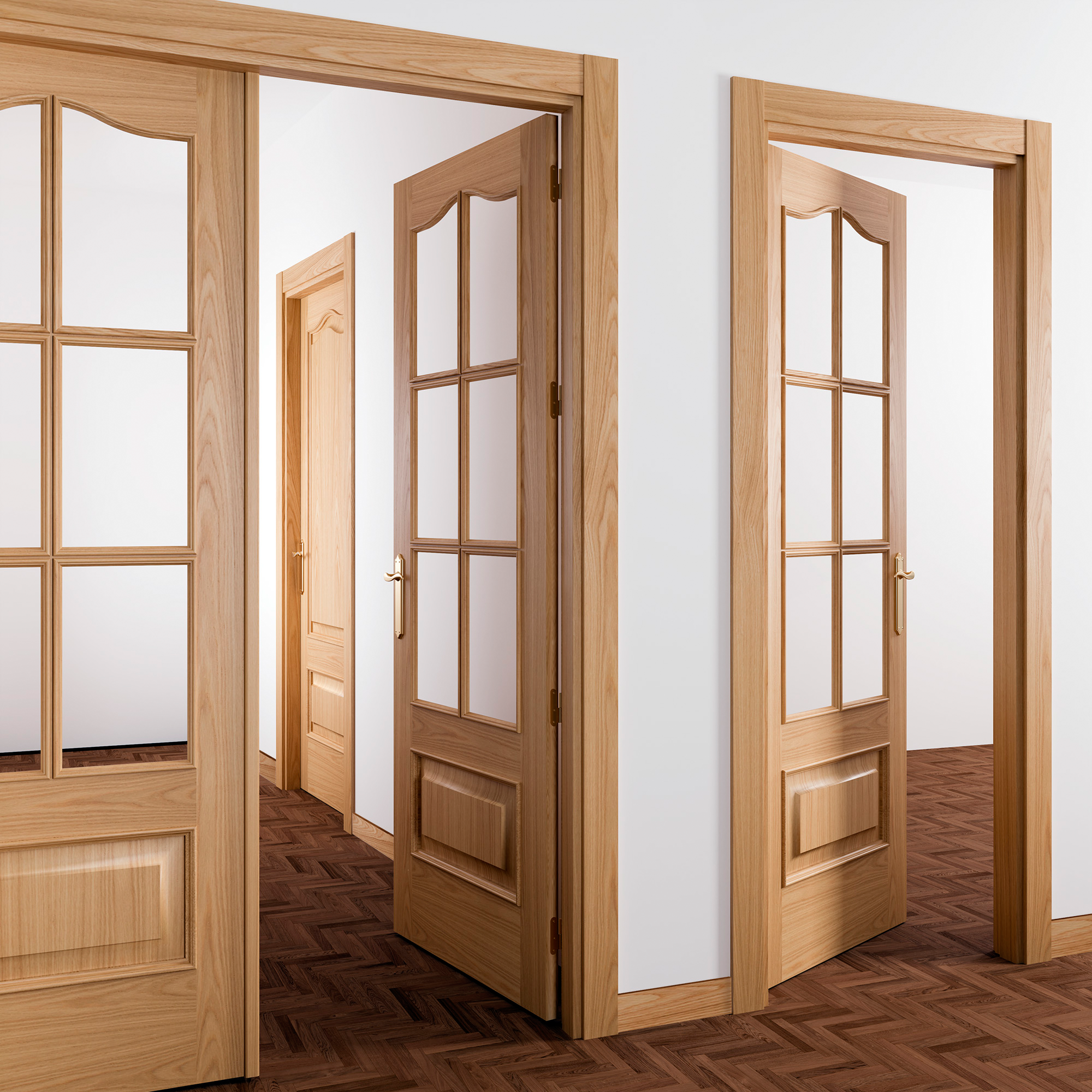 Puerta de interior abatible ciega maciza barnizada Line Plus Roma roble apertura izquierda cerco de 7x3 anchura 72.5cm - 6