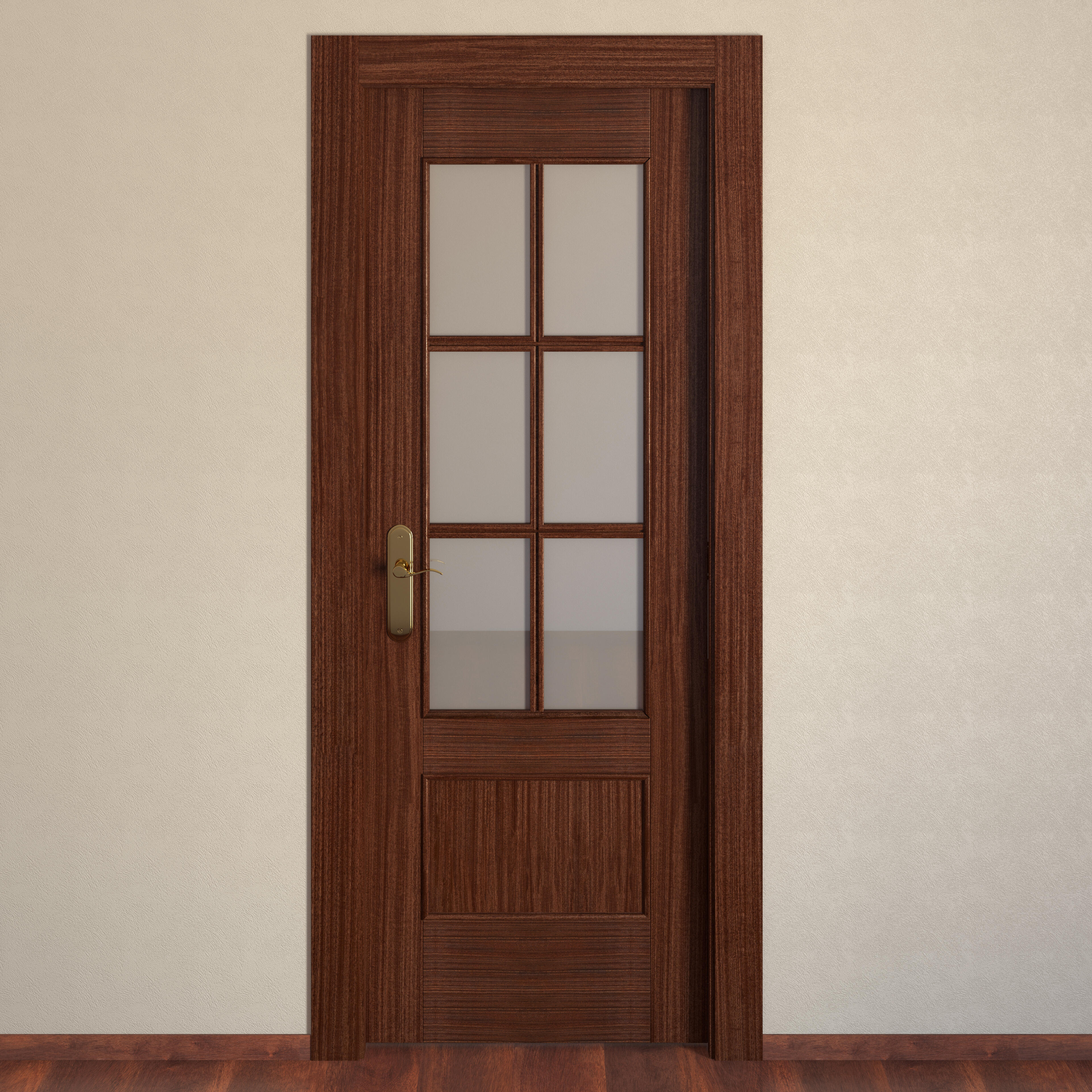 Puerta de interior abatible con cristal maciza barnizada Line Plus Atenas sapelly apertura derecha cerco de 9x3 anchura 82.5cm - 9