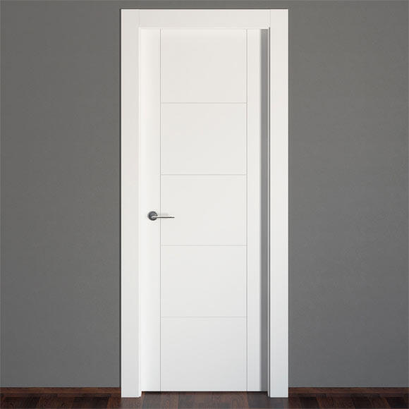 Puerta de interior abatible ciega maciza lacada Line Plus Noruega blanco apertura derecha cerco de 7x3 anchura 82.5cm - 3