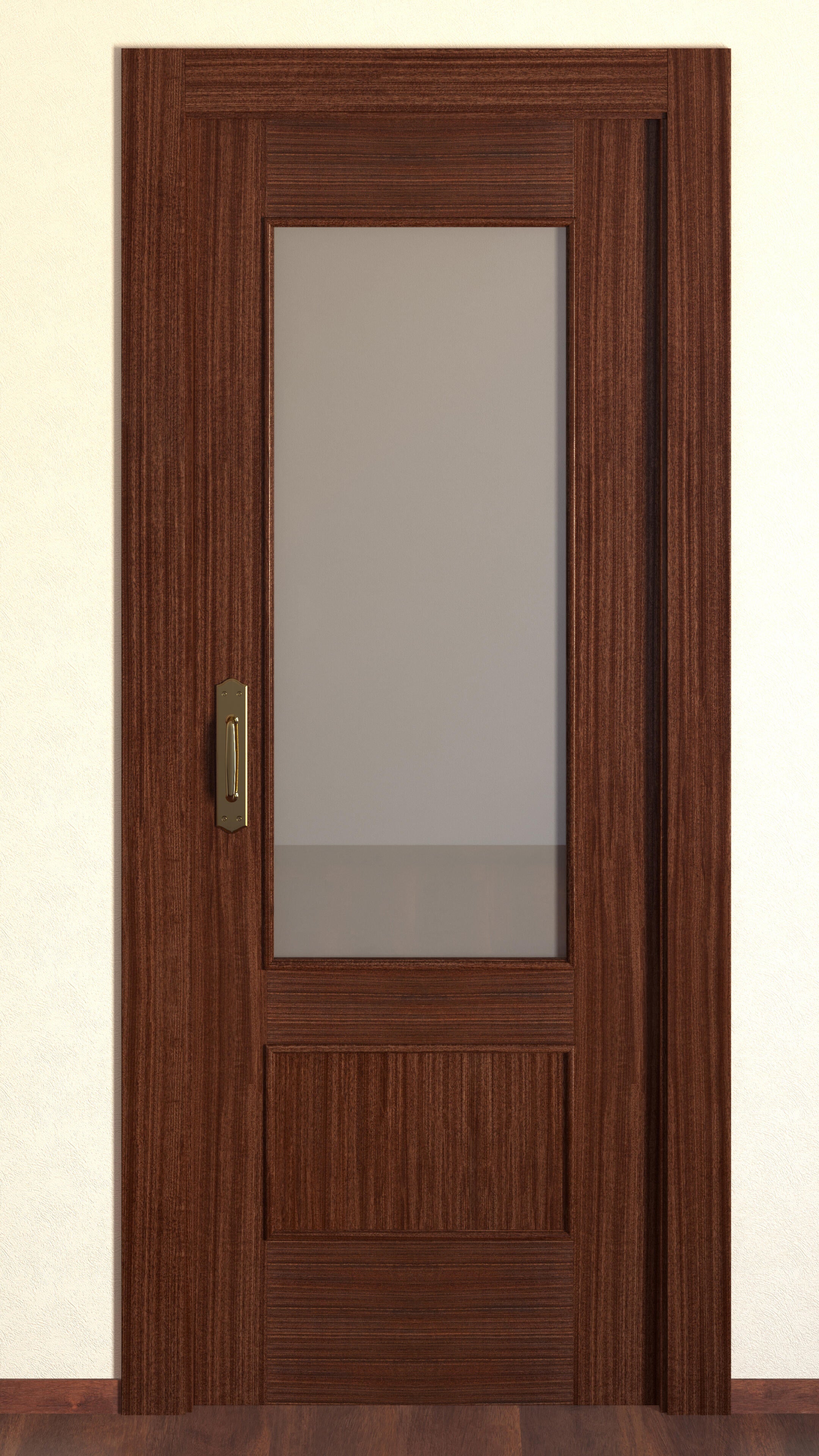 Puerta de interior abatible con cristal maciza barnizada Line Plus Atenas sapelly apertura derecha cerco de 9x3 anchura 82.5cm - 8