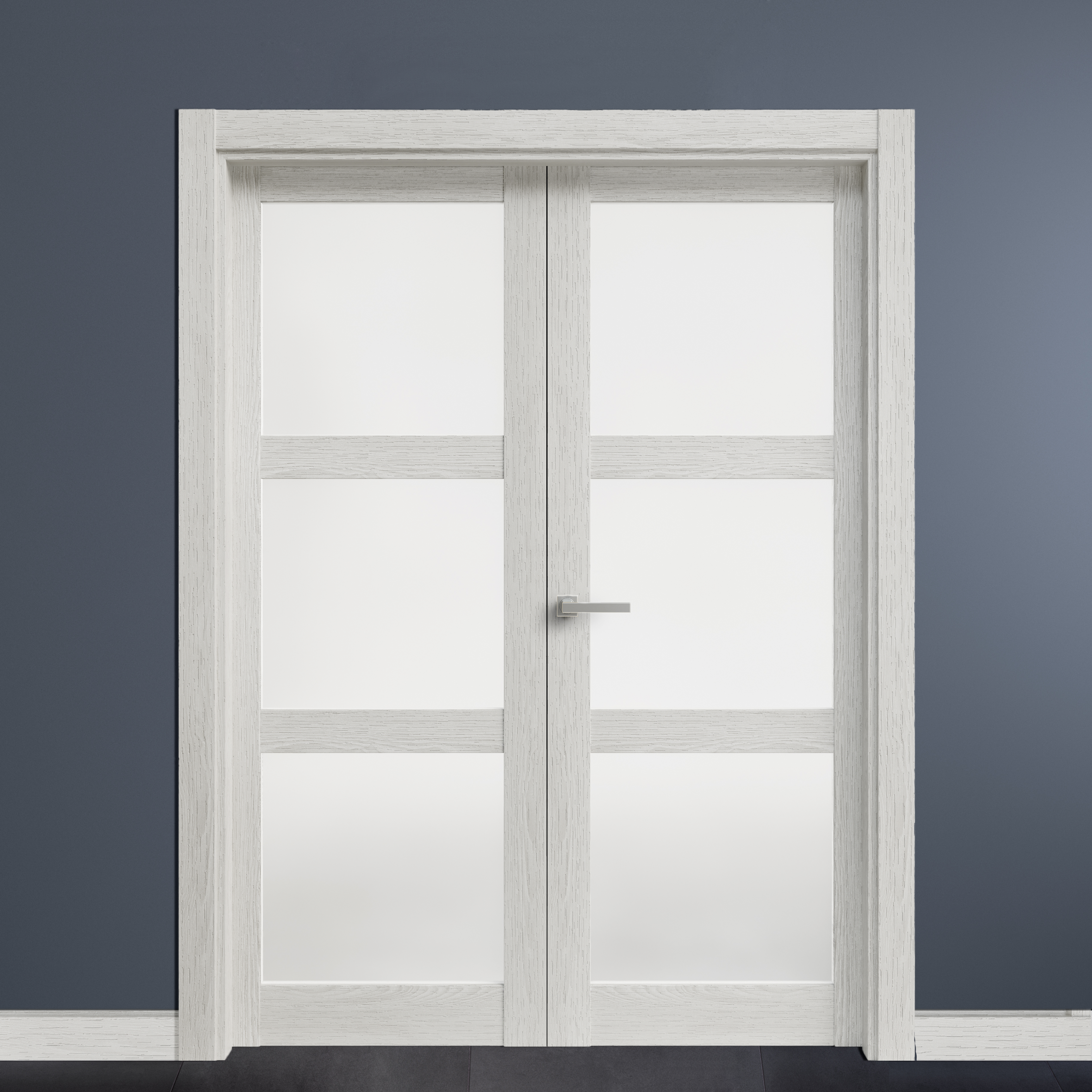 Puerta de interior abatible doble con cristal maciza melamina Line Plus Moscú blanco apertura derecha cerco de 7x3 anchura 145cm - 2