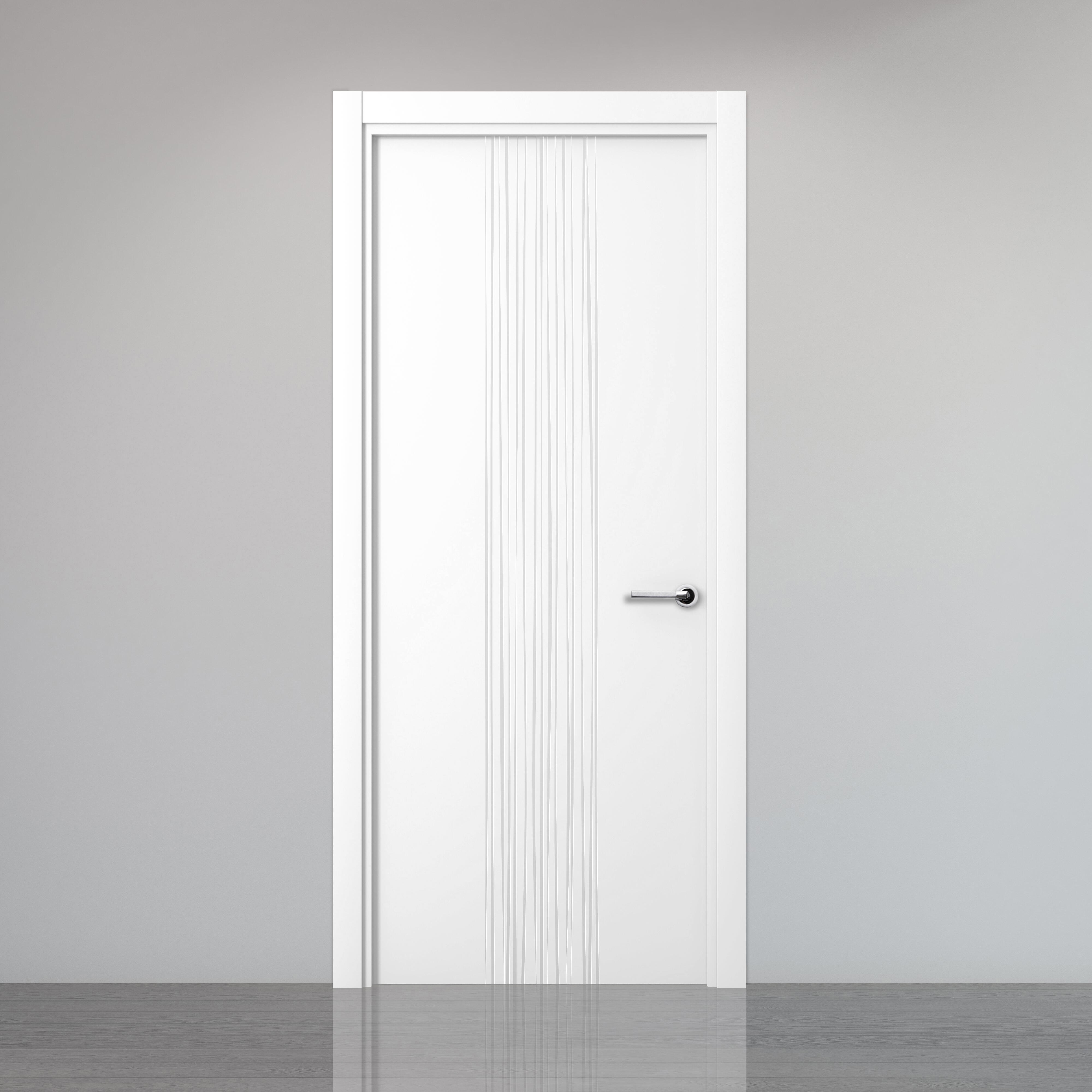 Puerta de interior abatible ciega maciza lacada Premium Quevedo blanco apertura izquierda cerco de 7x3 anchura 82.5cm - 3