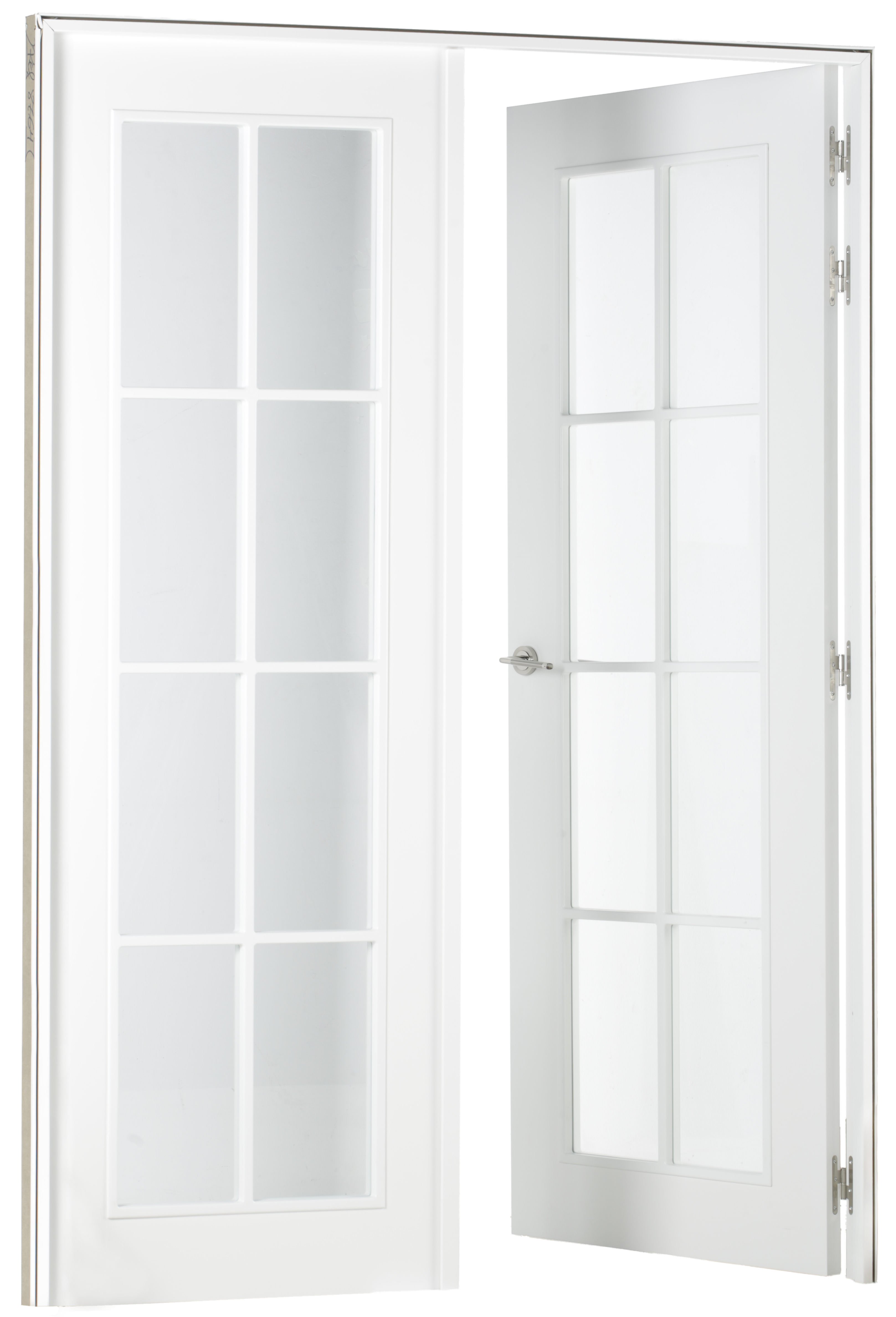 Puerta de interior abatible doble con cristal maciza lacada Line Plus Marsella blanco apertura derecha cerco de 9x3 anchura 145cm - 6