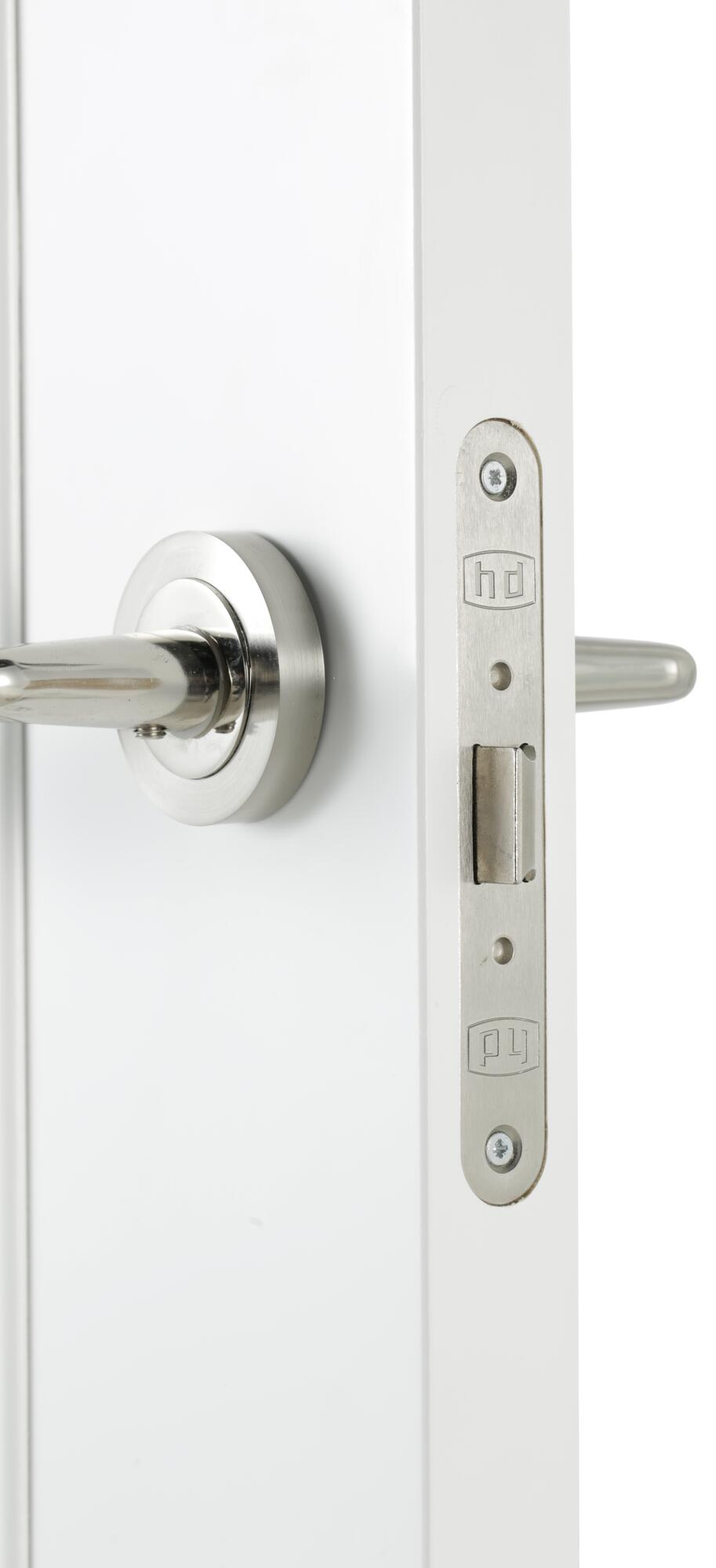 Puerta de interior abatible con fijo cristal maciza lacada Line Plus Marsella blanco apertura derecha cerco de 7x3 anchura 115cm - 11