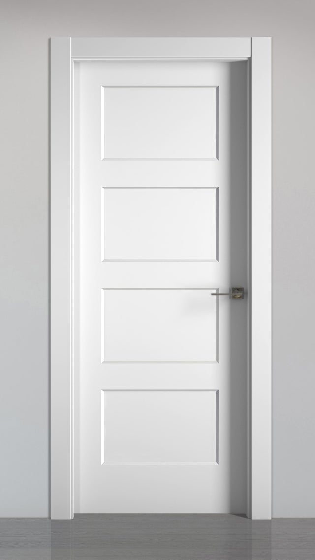 Puerta de interior abatible ciega maciza lacada Line Plus Bosco blanco apertura izquierda cerco de 9x3 anchura 72.5cm