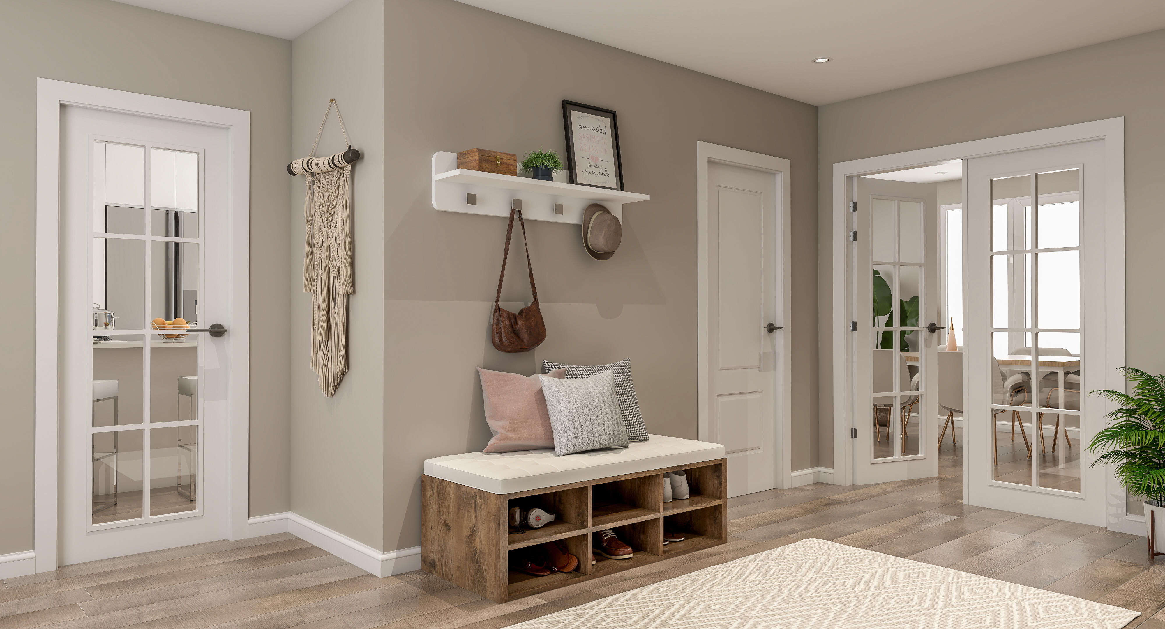 Puerta de interior abatible con cristal maciza lacada Line Plus Marsella blanco apertura izquierda cerco de 7x3 anchura 72.5cm - 4