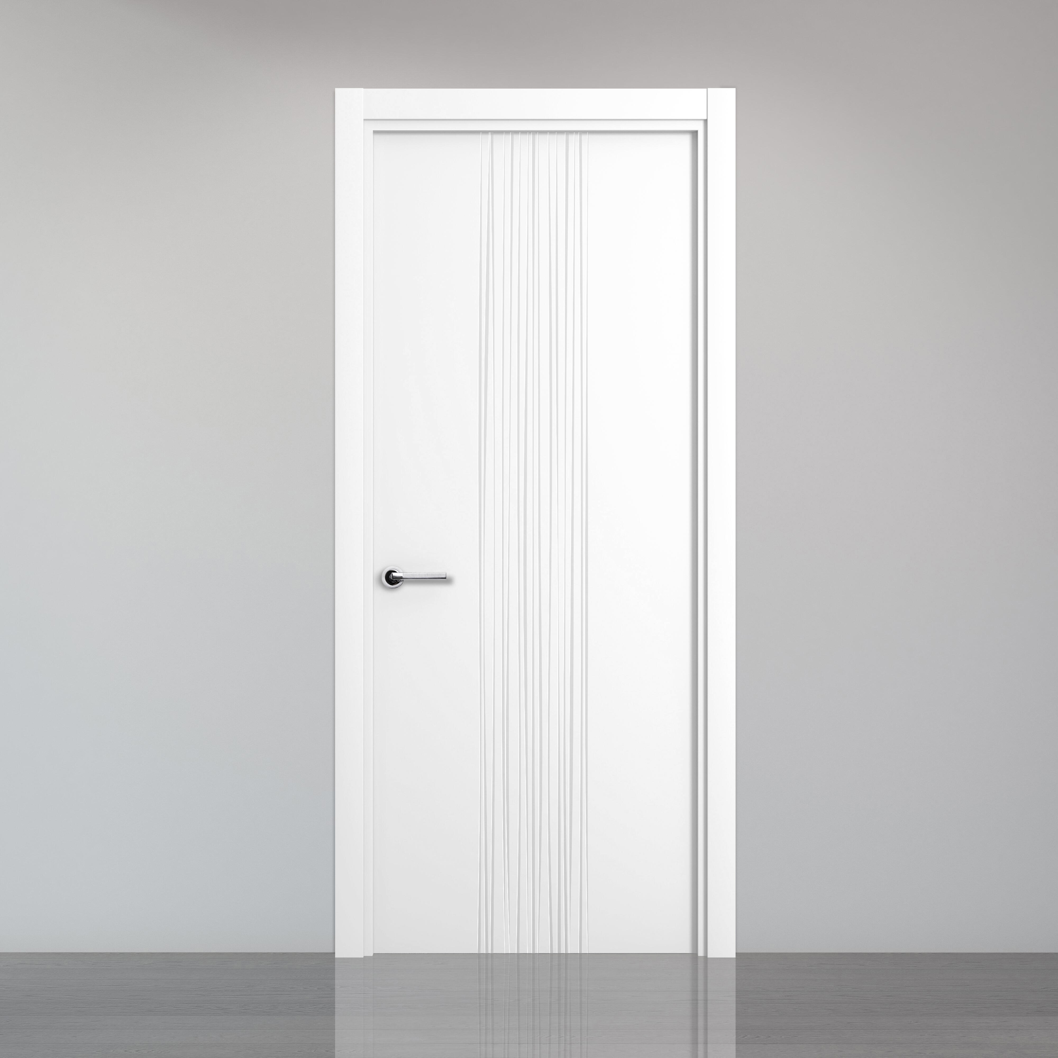 Puerta de interior abatible ciega maciza lacada Premium Quevedo blanco apertura derecha cerco de 7x3 anchura 82.5cm - 3