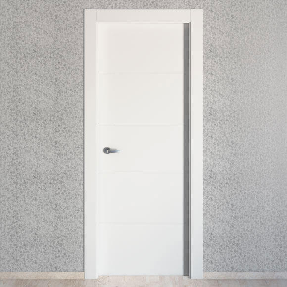 Puerta de interior abatible ciega estructura maciza acabado lacado serie Line Plus Lucerna Blanco apertura derecha cerco de 70 x 30 anchura 62.5 cm - 6