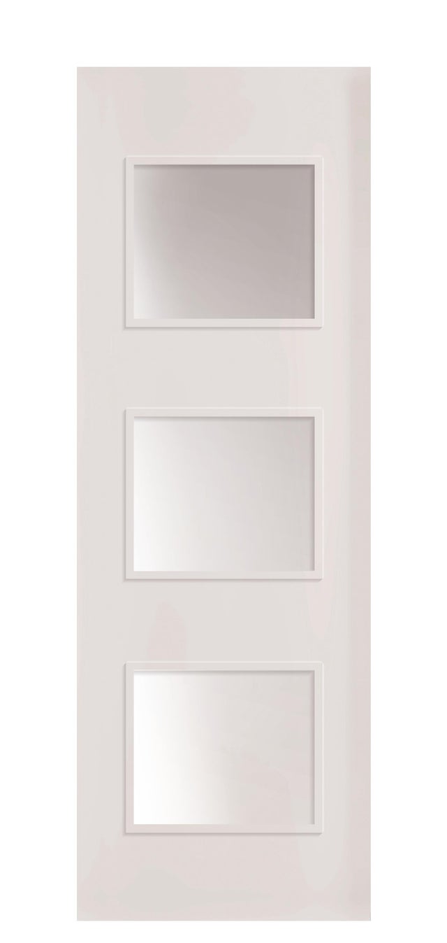Puerta de interior corredera con cristal maciza lacada Line Plus Bari blanco anchura 72,5cm