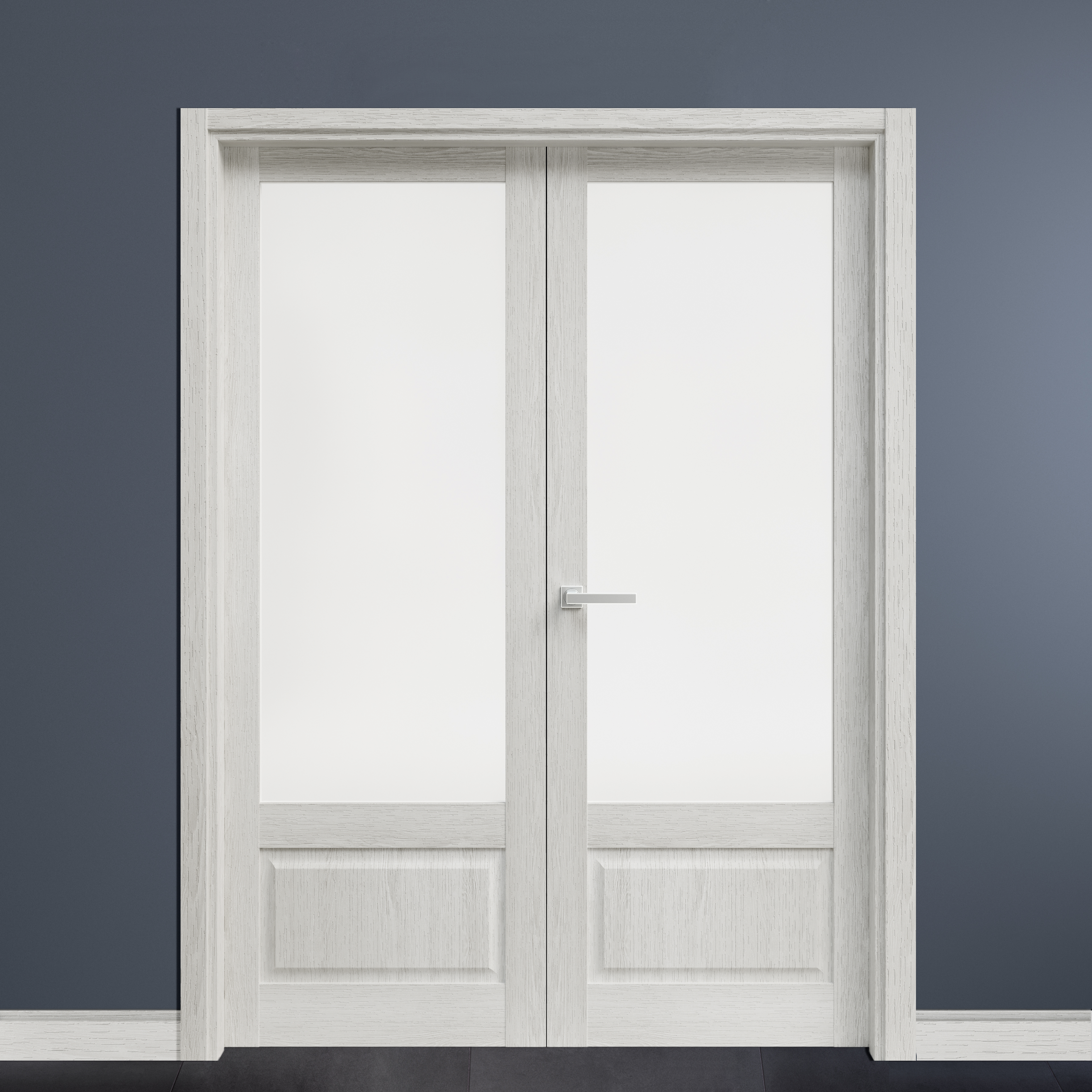 Puerta de interior abatible doble con cristal maciza melamina Line Plus Sofía blanco apertura derecha cerco de 7x2 anchura 145cm - 2