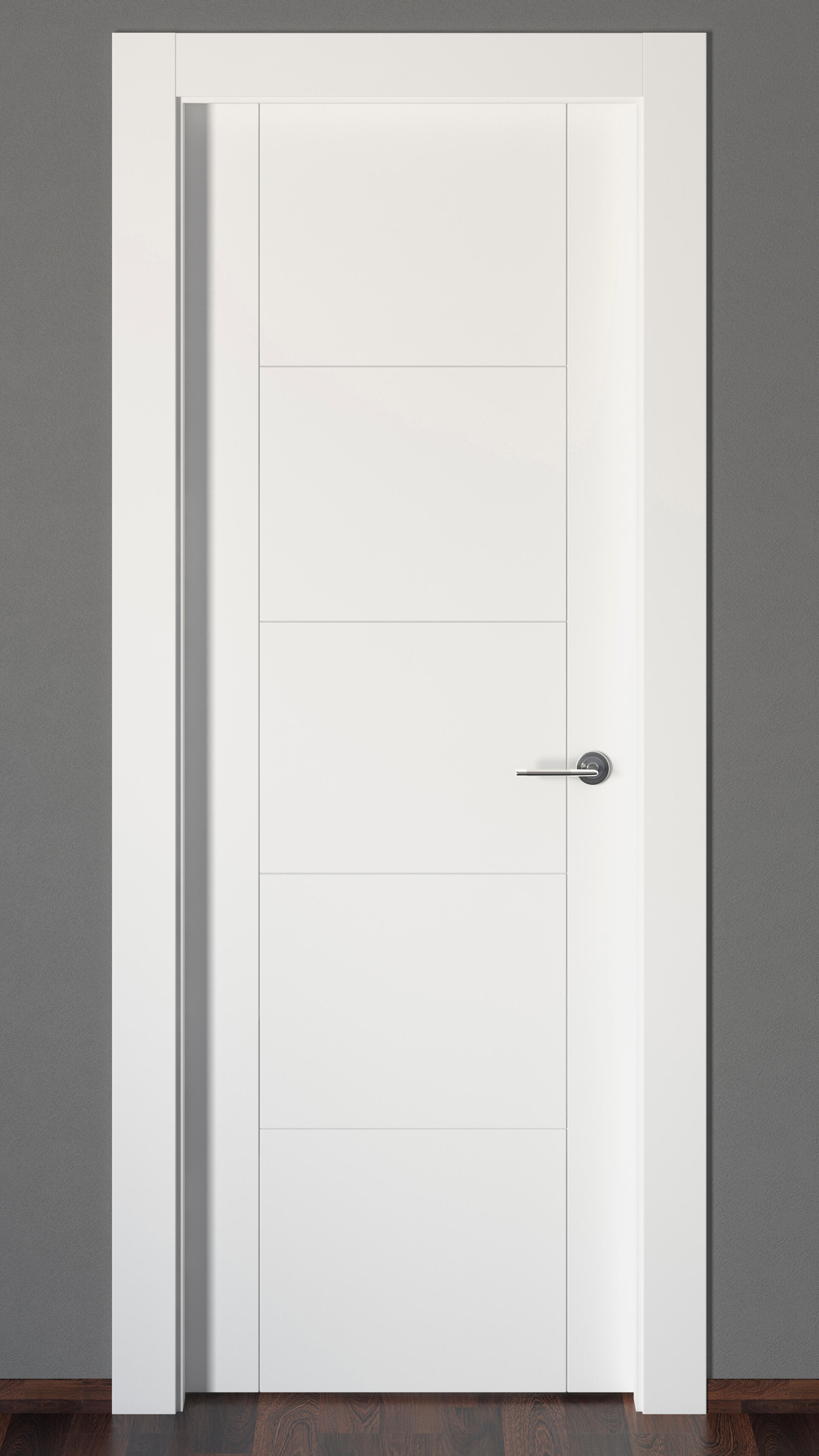 Puerta de interior abatible ciega maciza lacada Line Plus Noruega blanco apertura izquierda cerco de 9x3 anchura 72.5cm - 4