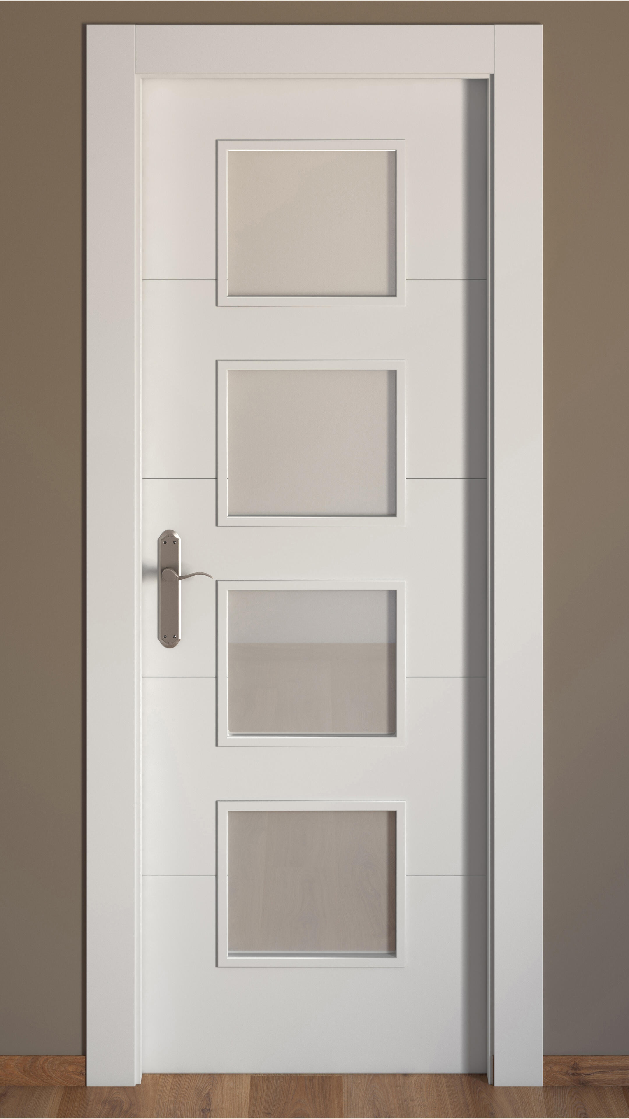 Puerta de interior abatible con cristal maciza lacada Line Lucerna blanco apertura derecha cerco de 7x3 anchura 72.5cm - 8