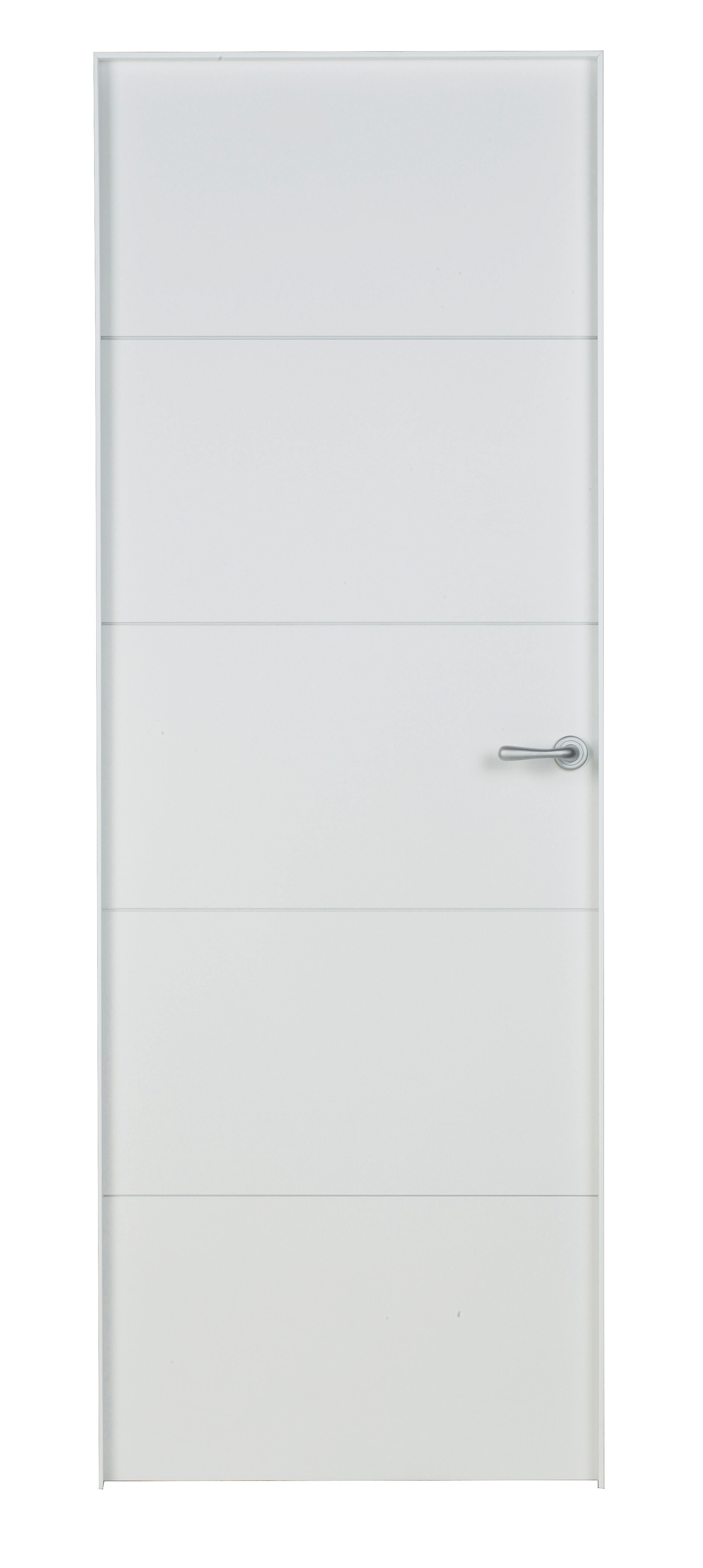 Puerta de interior abatible ciega maciza acabado lacado Line Lucerna Blanco apertura izquierda cerco de 7x3 anchura 72.5 cm - 5