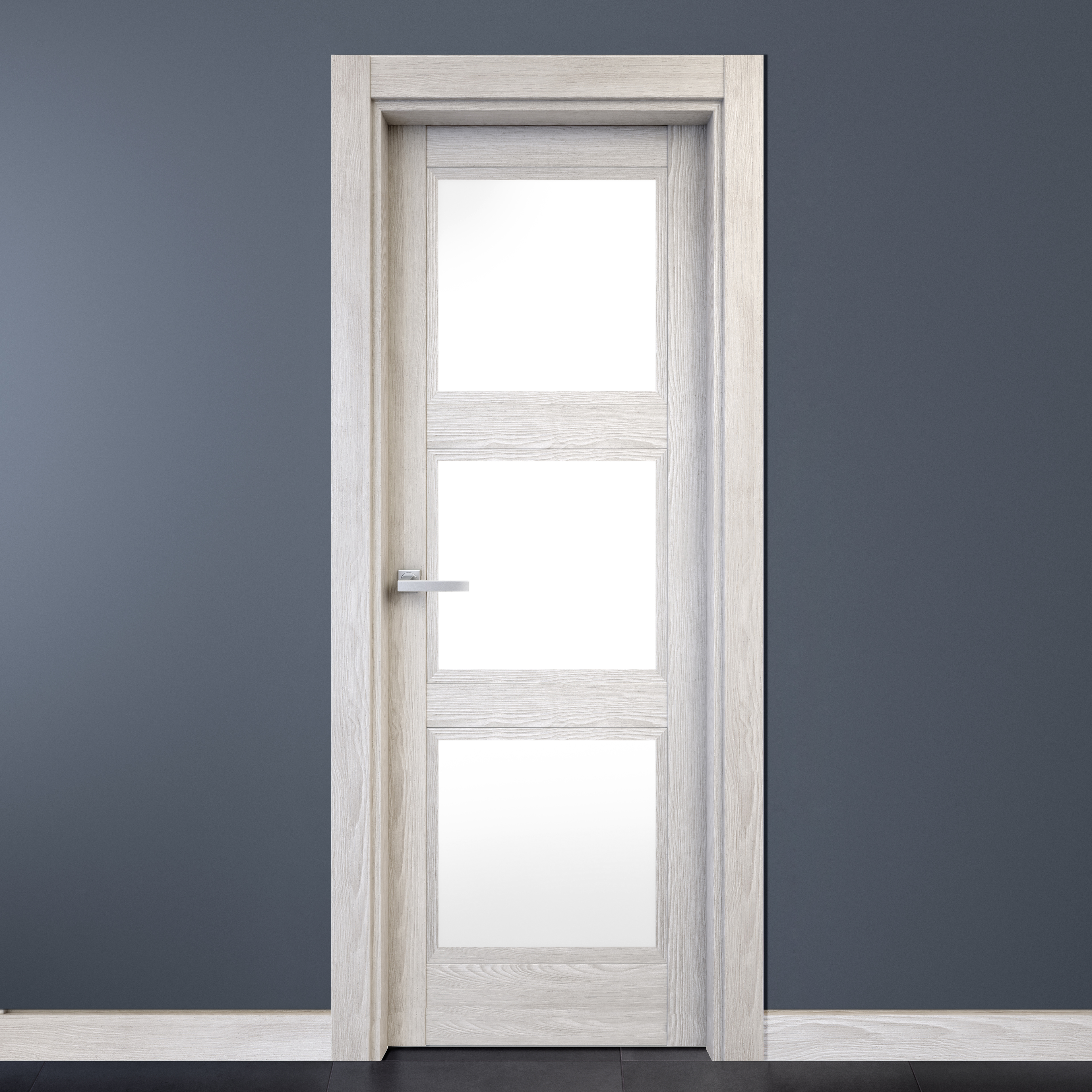 Puerta de interior abatible con cristal maciza melamina Line Plus Moscú blanco apertura derecha cerco de 7x2 anchura 72.5cm - 2