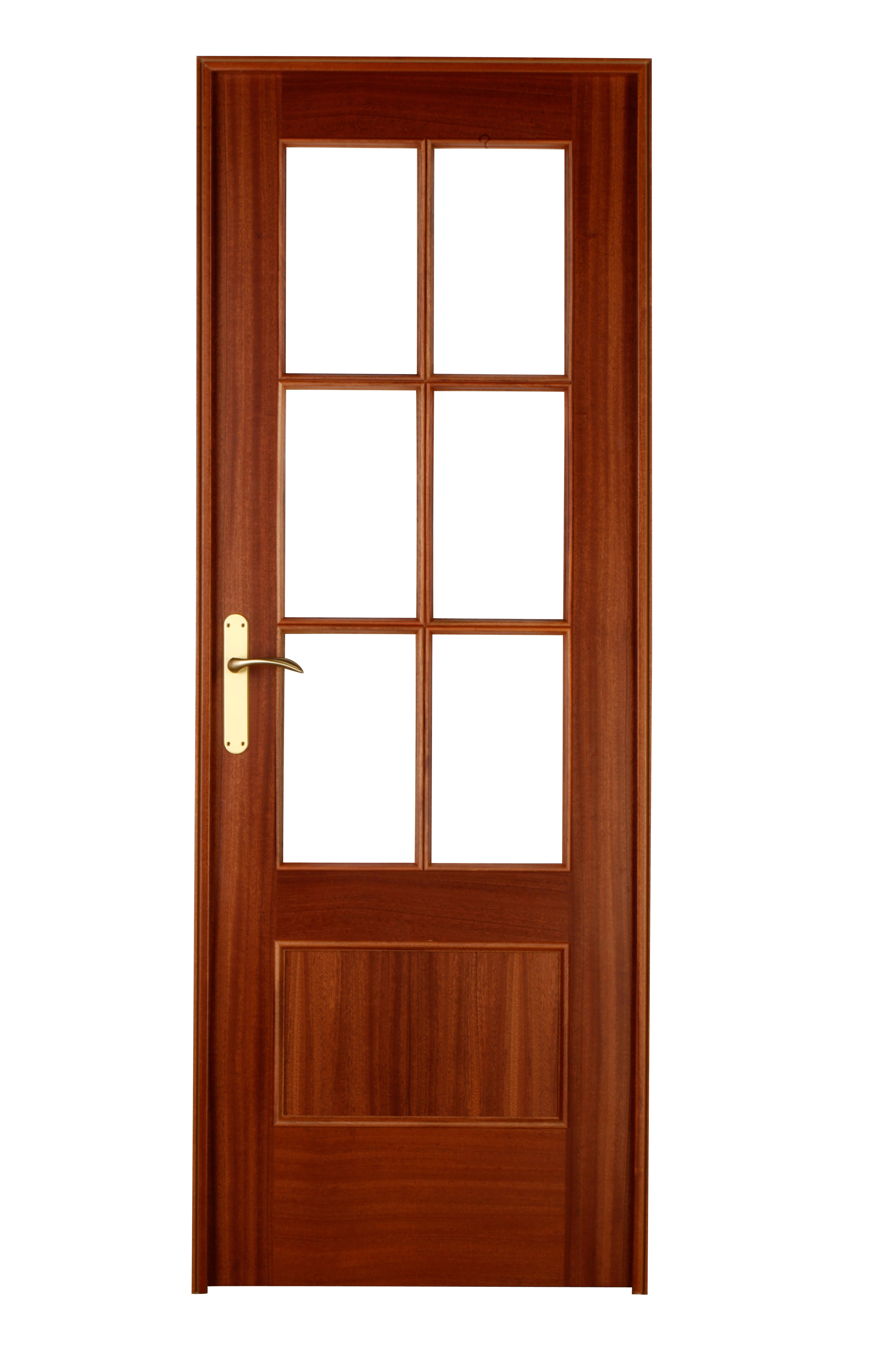 Puerta de interior abatible con cristal maciza barnizada Line Plus Atenas sapelly apertura derecha cerco de 9x3 anchura 82.5cm - 4