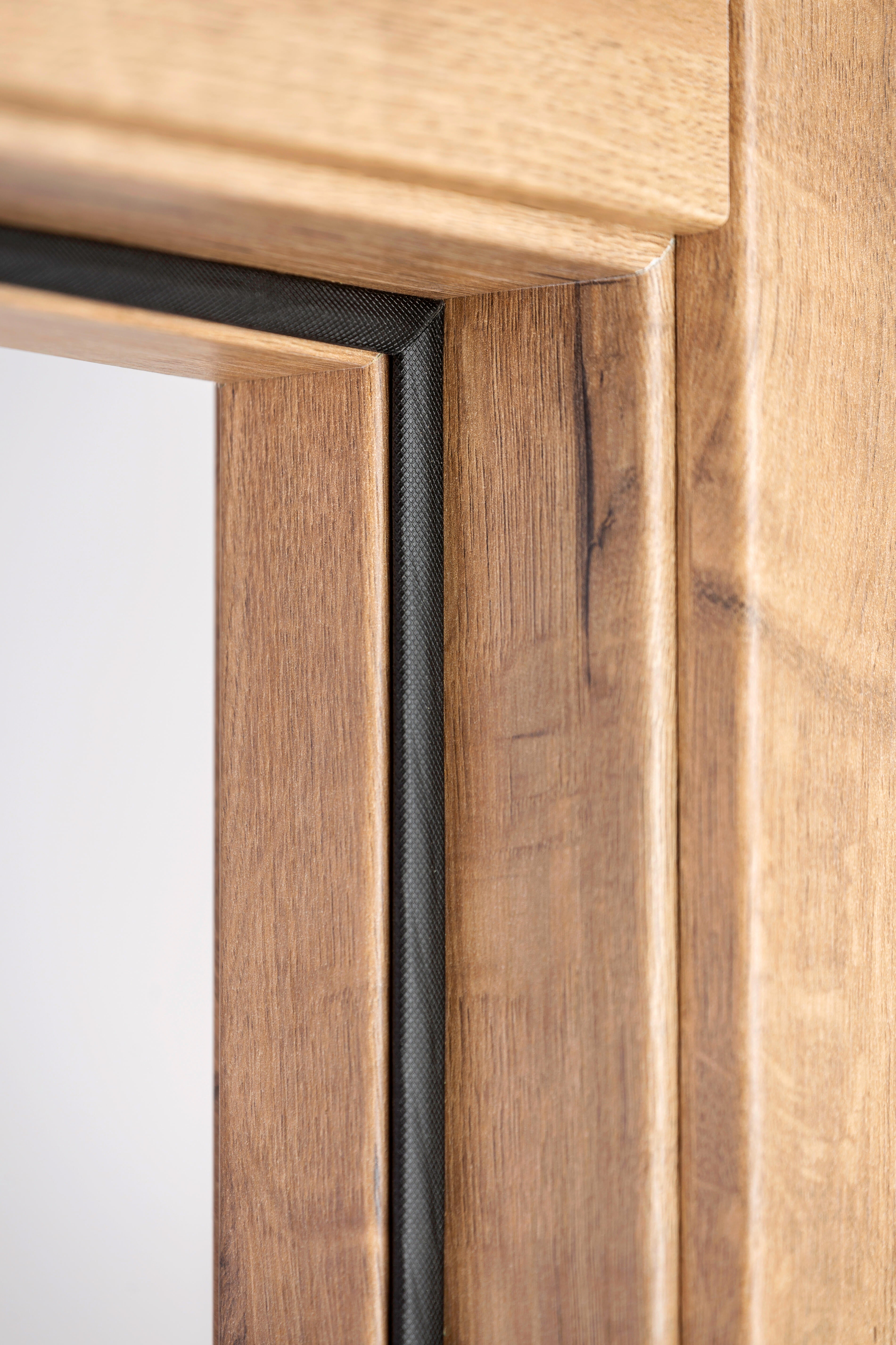 Puerta de interior abatible ciega maciza acabado laminado Line Plus Oslo Gold Roble apertura izquierda cerco de 7x3 anchura 82.5 cm - 5