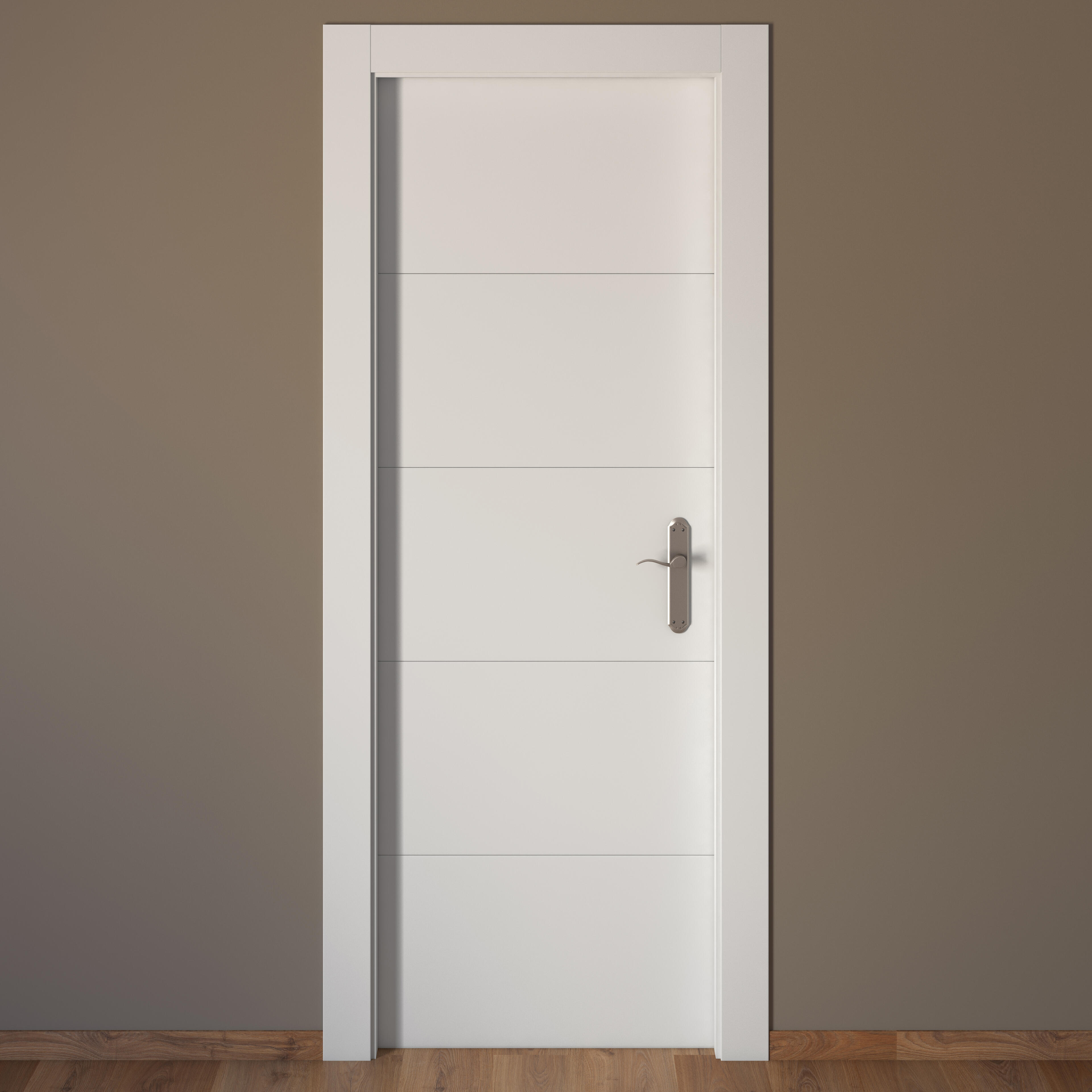 Puerta de interior abatible ciega maciza acabado lacado Line Lucerna Blanco apertura izquierda cerco de 7x3 anchura 62.5 cm - 7