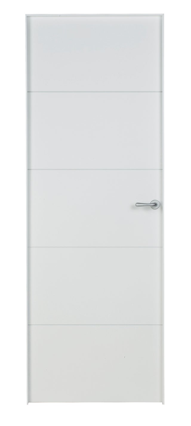 Puerta de interior abatible ciega maciza lacada Line Lucerna blanco apertura izquierda cerco de 7x3 anchura 82.5cm