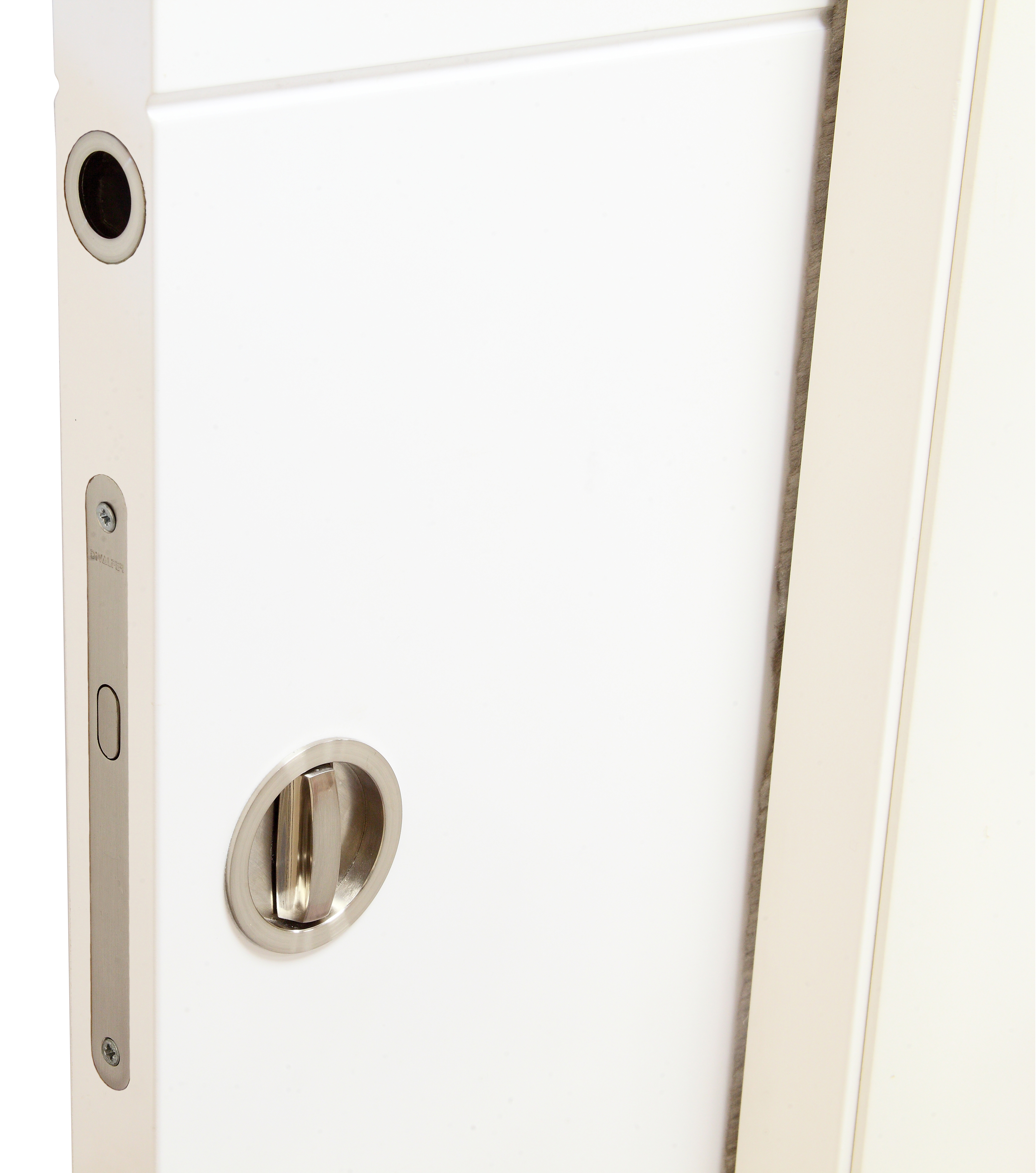 Puerta de interior corredera ciega maciza lacada Line Plus Noruega blanco con uñero y condena anchura 72,5cm - 4