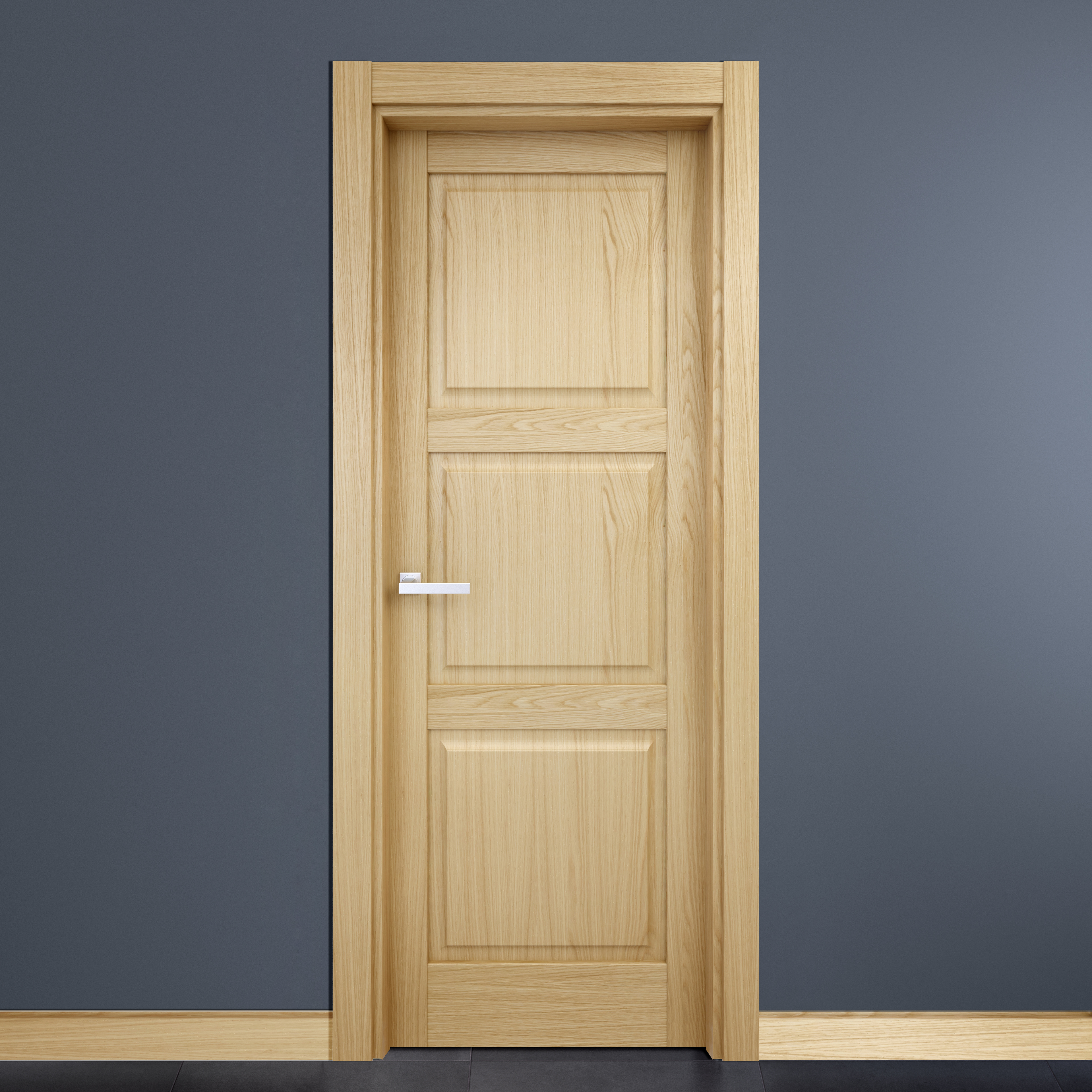 Puerta de interior abatible ciega maciza melamina Line Plus Moscú roble apertura derecha cerco de 7x3 anchura 72.5cm - 3