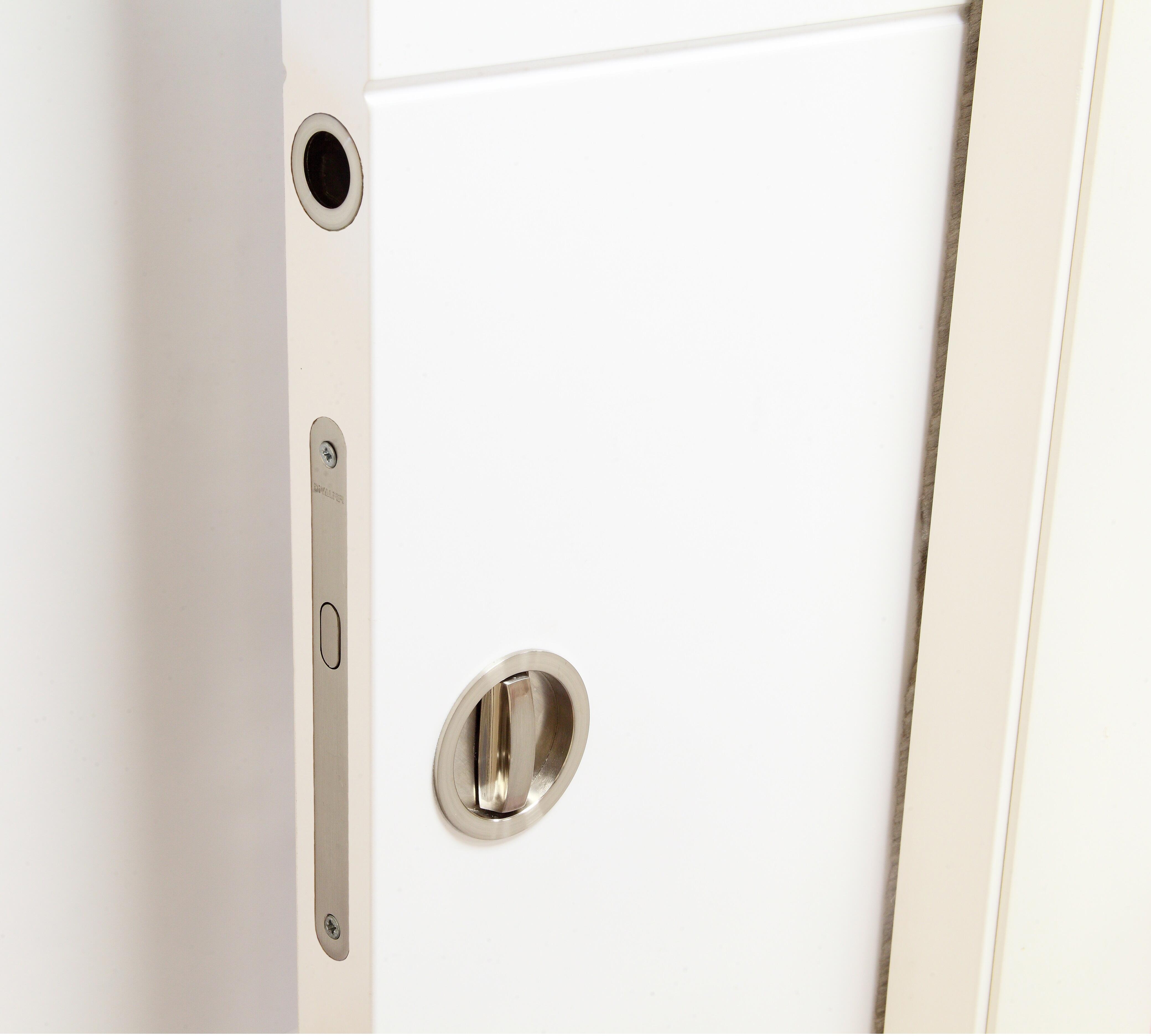 Puerta de interior corredera ciega maciza lacada Line Plus Bari blanco con uñero y condena anchura 82,5cm - 3