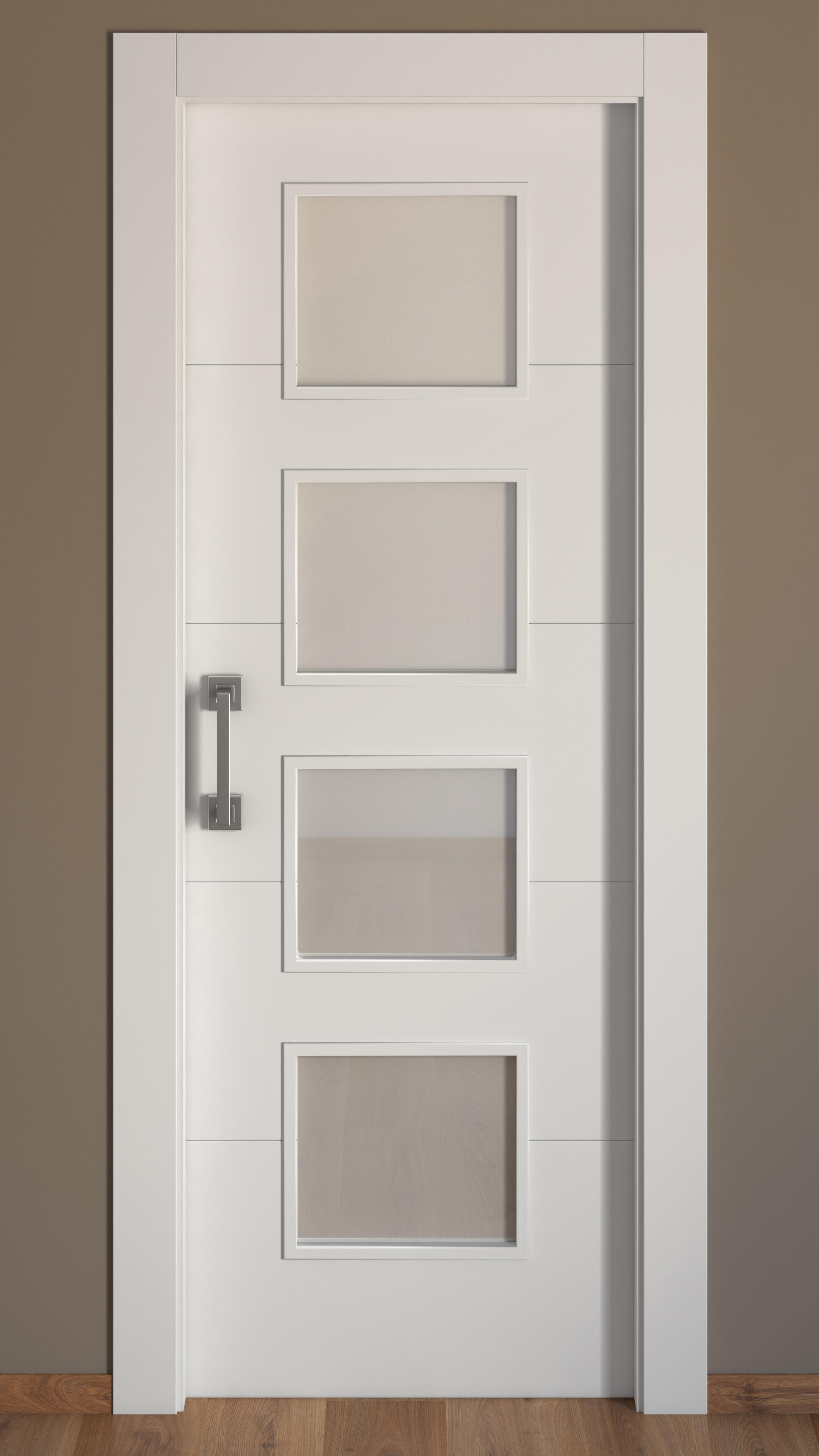 Puerta de interior corredera con cristal maciza lacada Line Lucerna blanco anchura 82,5cm - 5