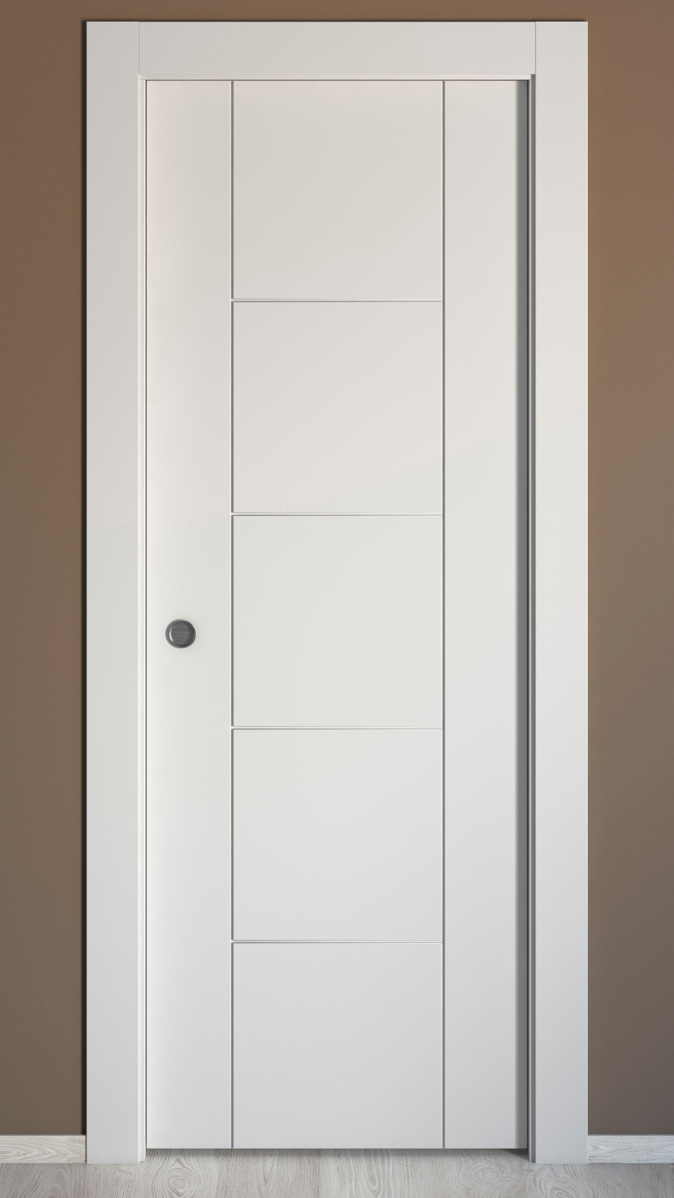 Puerta de interior corredera ciega maciza lacada Line Noruega blanco anchura 62,5cm - 5