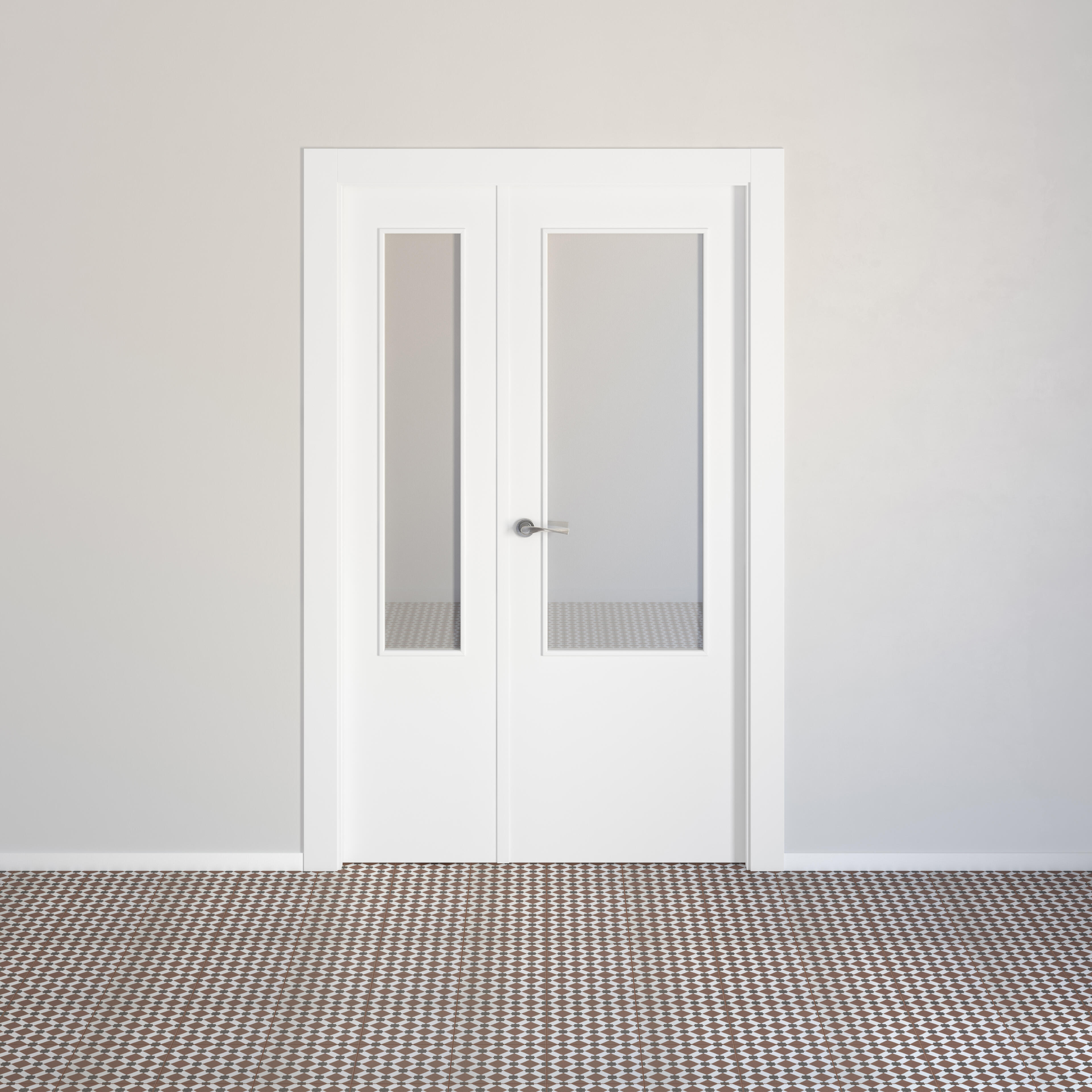 Puerta de interior abatible doble vidriera con fijo con cristal incluido hueca acabado lacado Aero Lyon Blanco apertura derecha cerco de 7x3 anchura 125 cm - 6