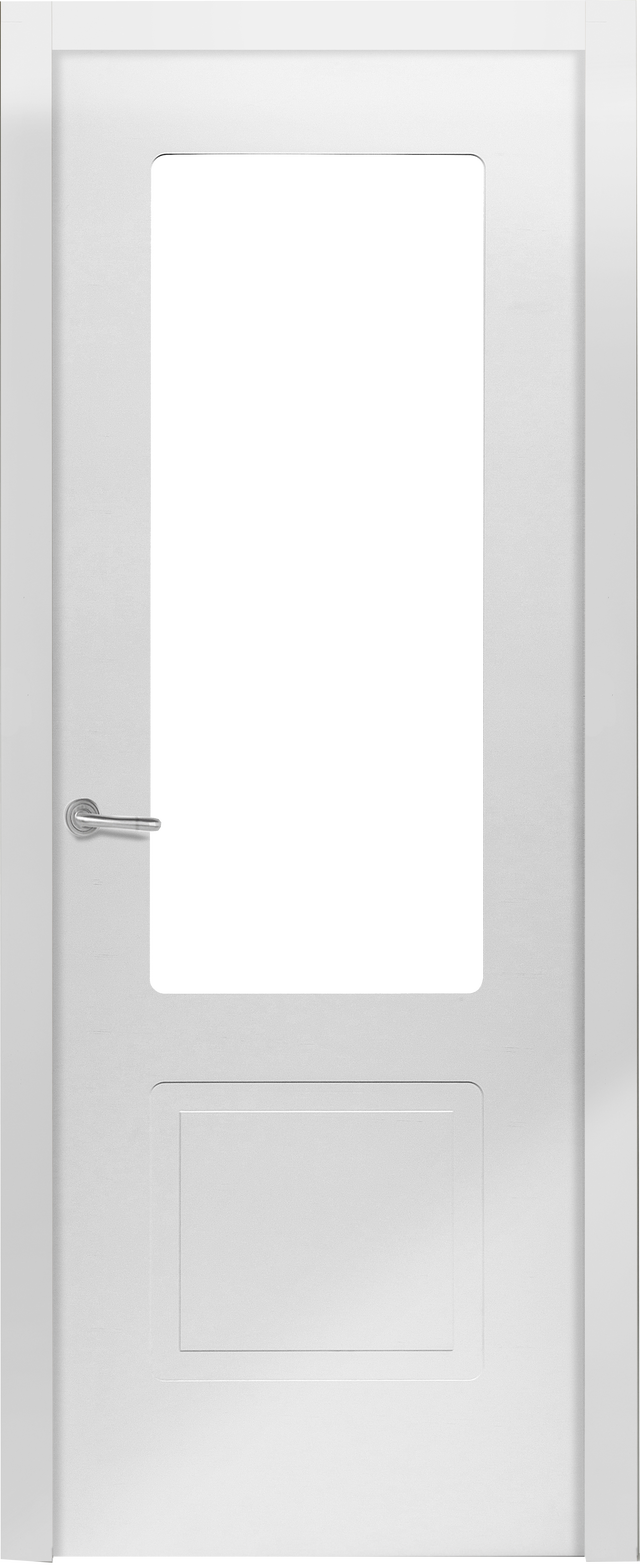 Puerta de interior abatible vidriera con cristal incluido estructura maciza acabado lacado serie Line Plus Bayona Blanco apertura izquierda cerco de 60 x 20 anchura 72.5 cm