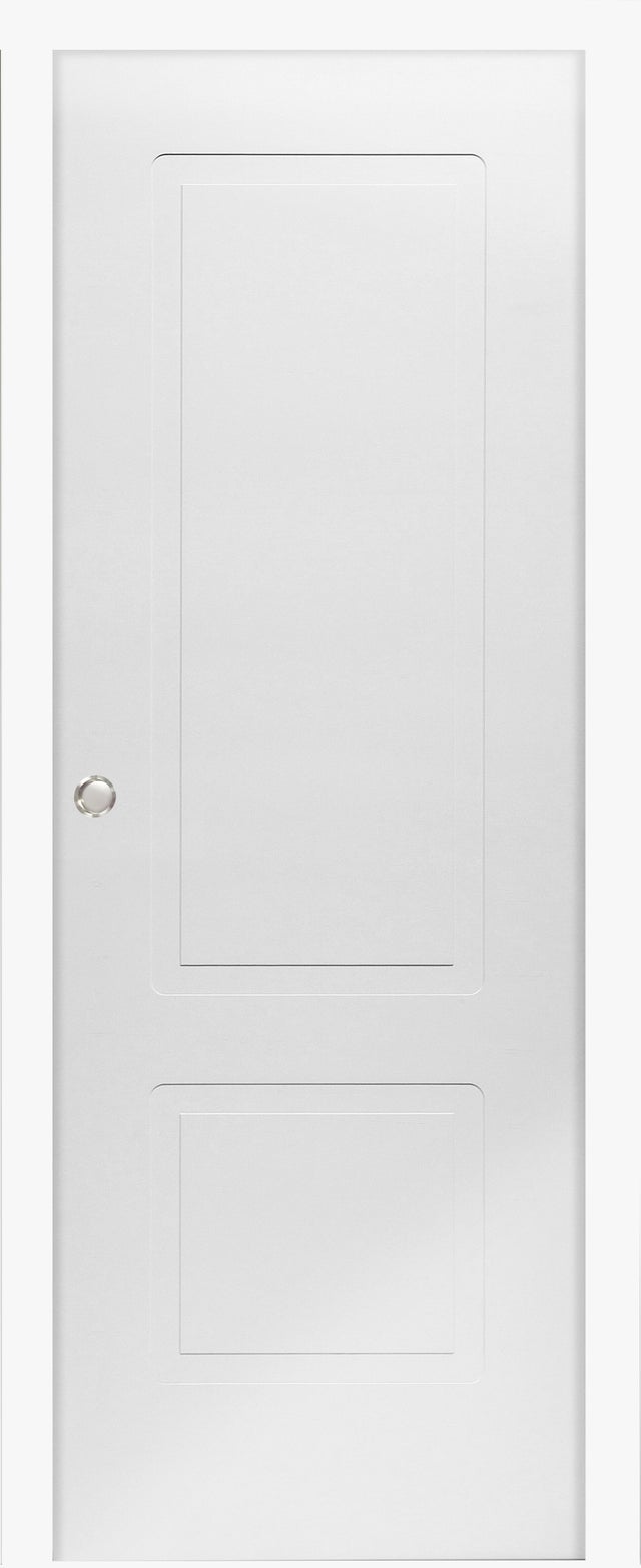 Puerta de interior corredera ciega estructura maciza serie Line Plus Bayona blanco acabado lacado con uñero anchura 62,5cm