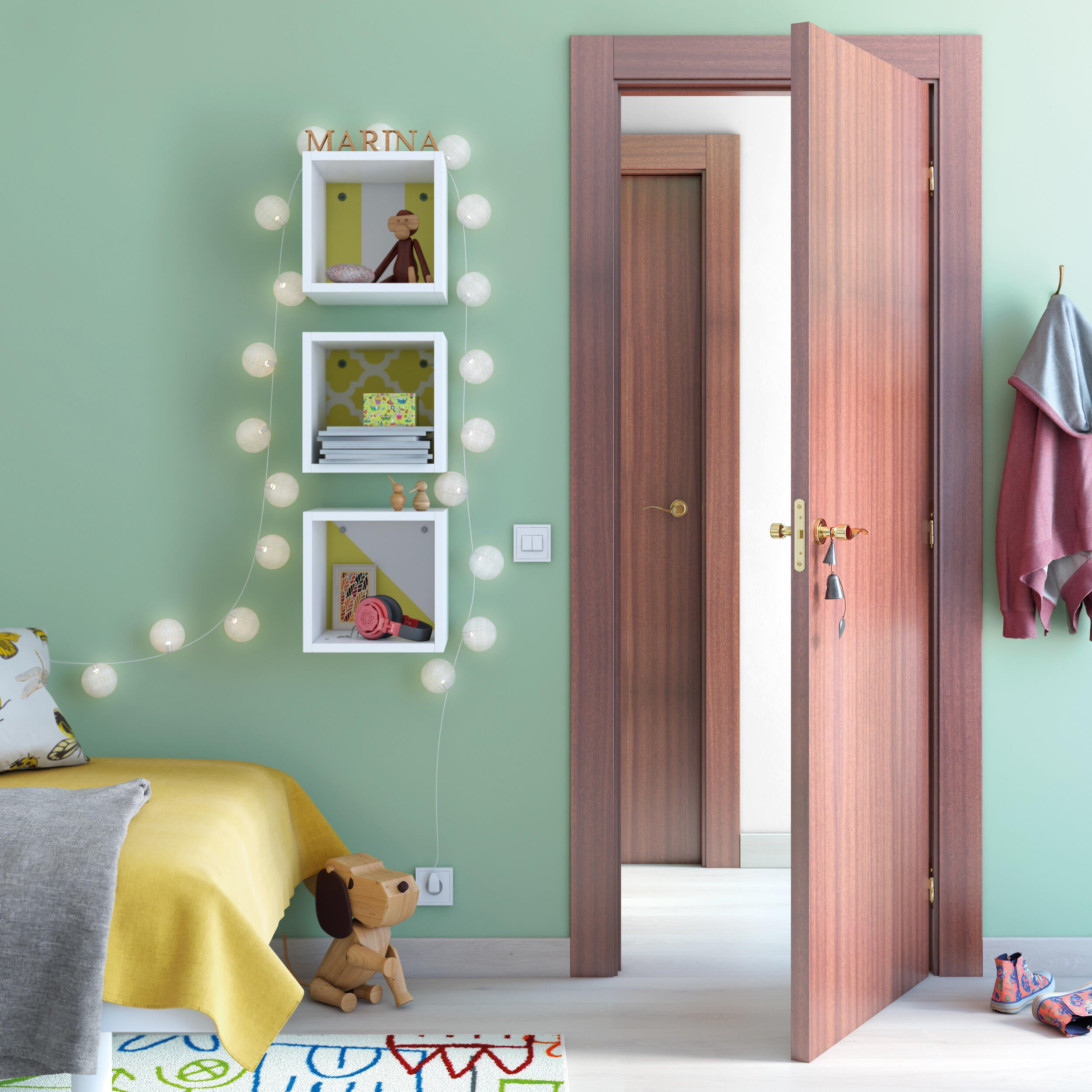 Puerta de interior abatible ciega hueca impresa Basic Mallorca sapelly apertura derecha cerco de 7x2 anchura 82.5cm - 4