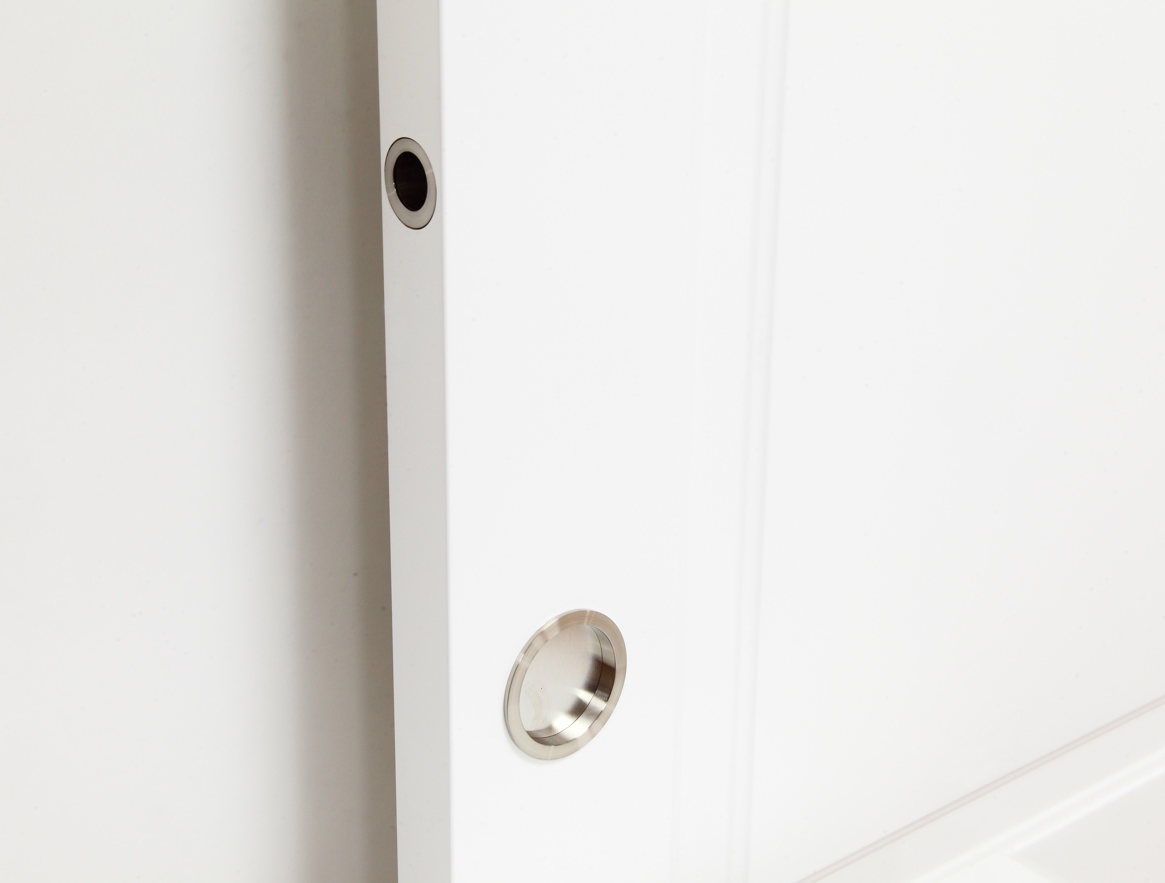 Puerta de interior corredera ciega maciza lacada Line Plus Bari blanco con uñero anchura 82,5cm - 3