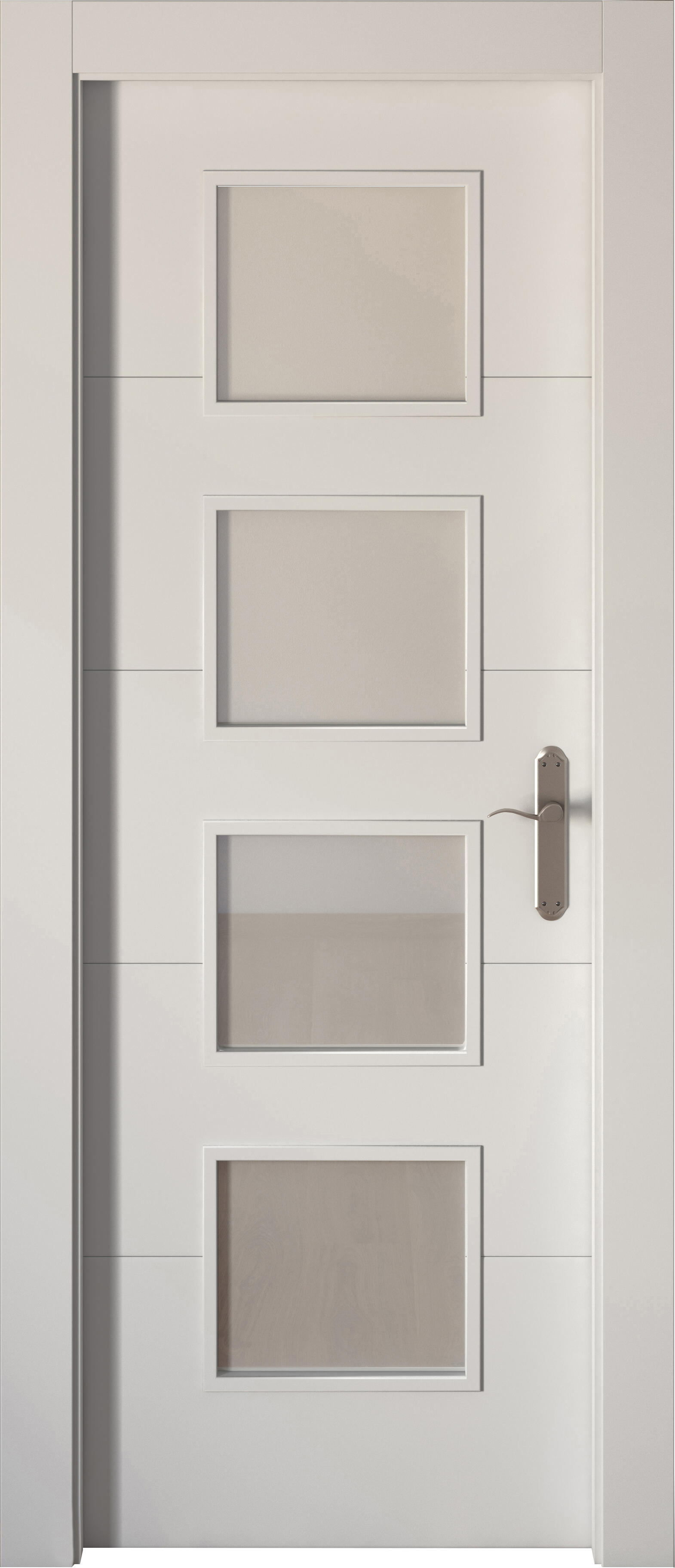Puerta interior abatible lucerna blanco line apertura izda con cristal 72.5cm