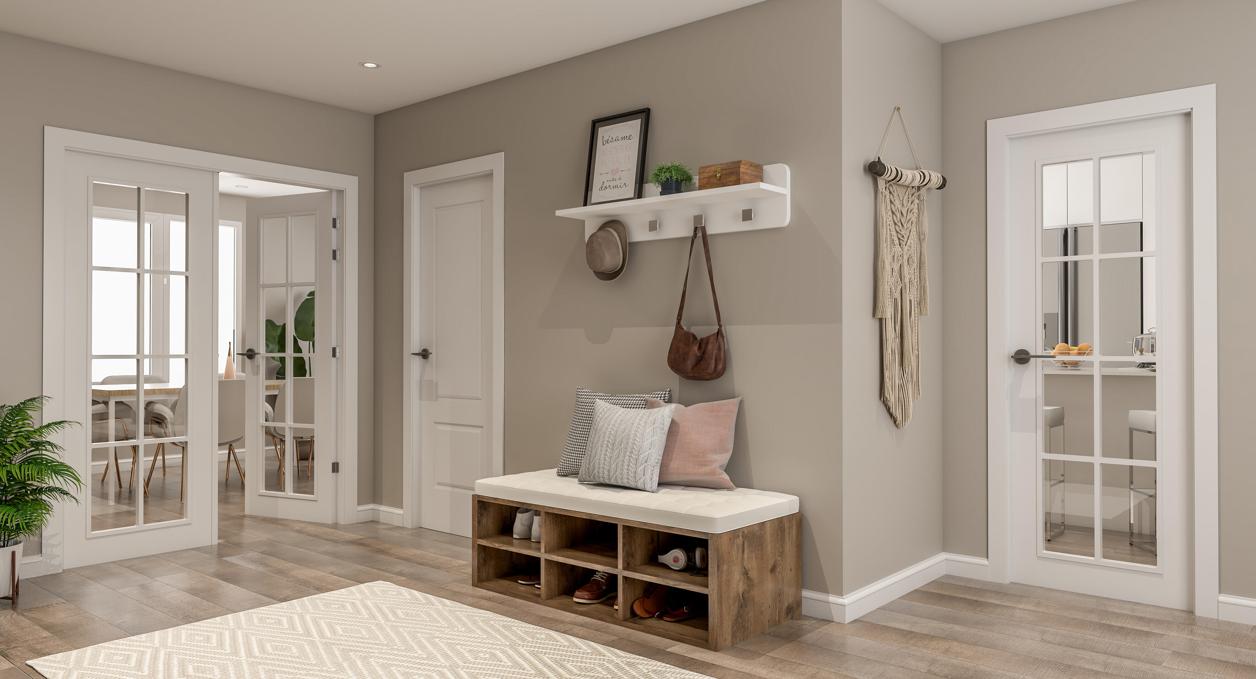 Puerta de interior abatible doble con cristal maciza lacada Line Plus Marsella blanco apertura derecha cerco de 7x3 anchura 145cm - 2