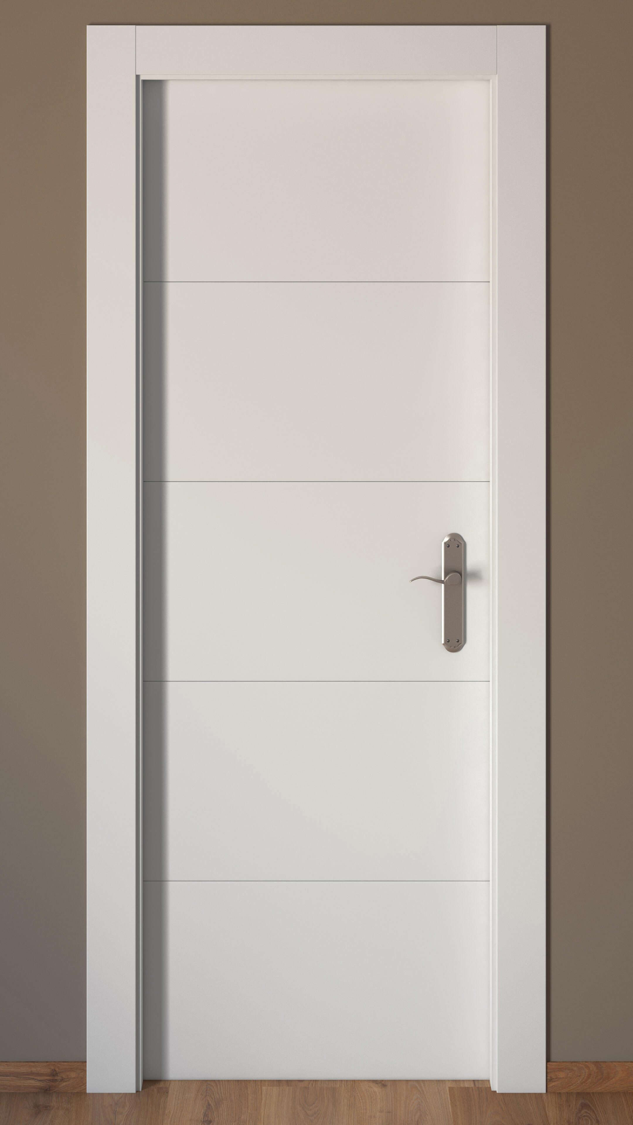 Puerta de interior abatible ciega maciza acabado lacado Line Lucerna Blanco apertura izquierda cerco de 7x3 anchura 82.5 cm - 2